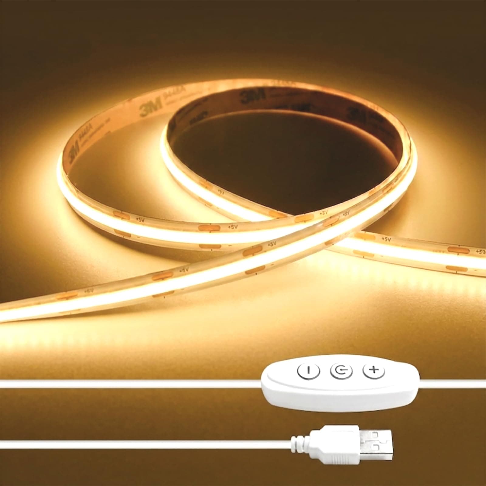 iNextStation 2M COB LED Light Strips Warm White 3000K 5V USB LED Lights