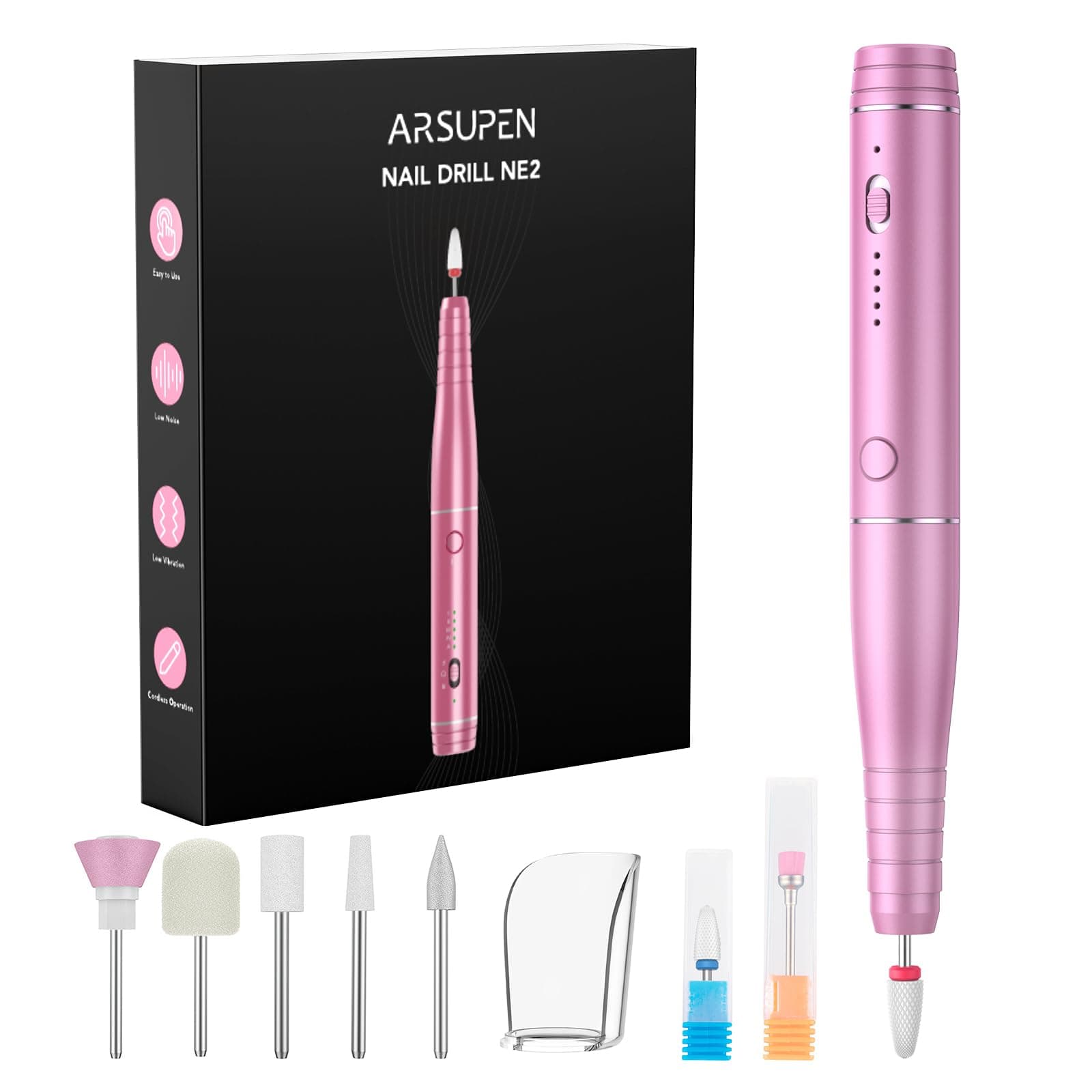 Electric Nail File, Nail Drill Gift for Women, Professional 25000 RPM, Adjustable Speed Electric Manicure and Pedicure Set for Nail Beginners and Professional Salons
