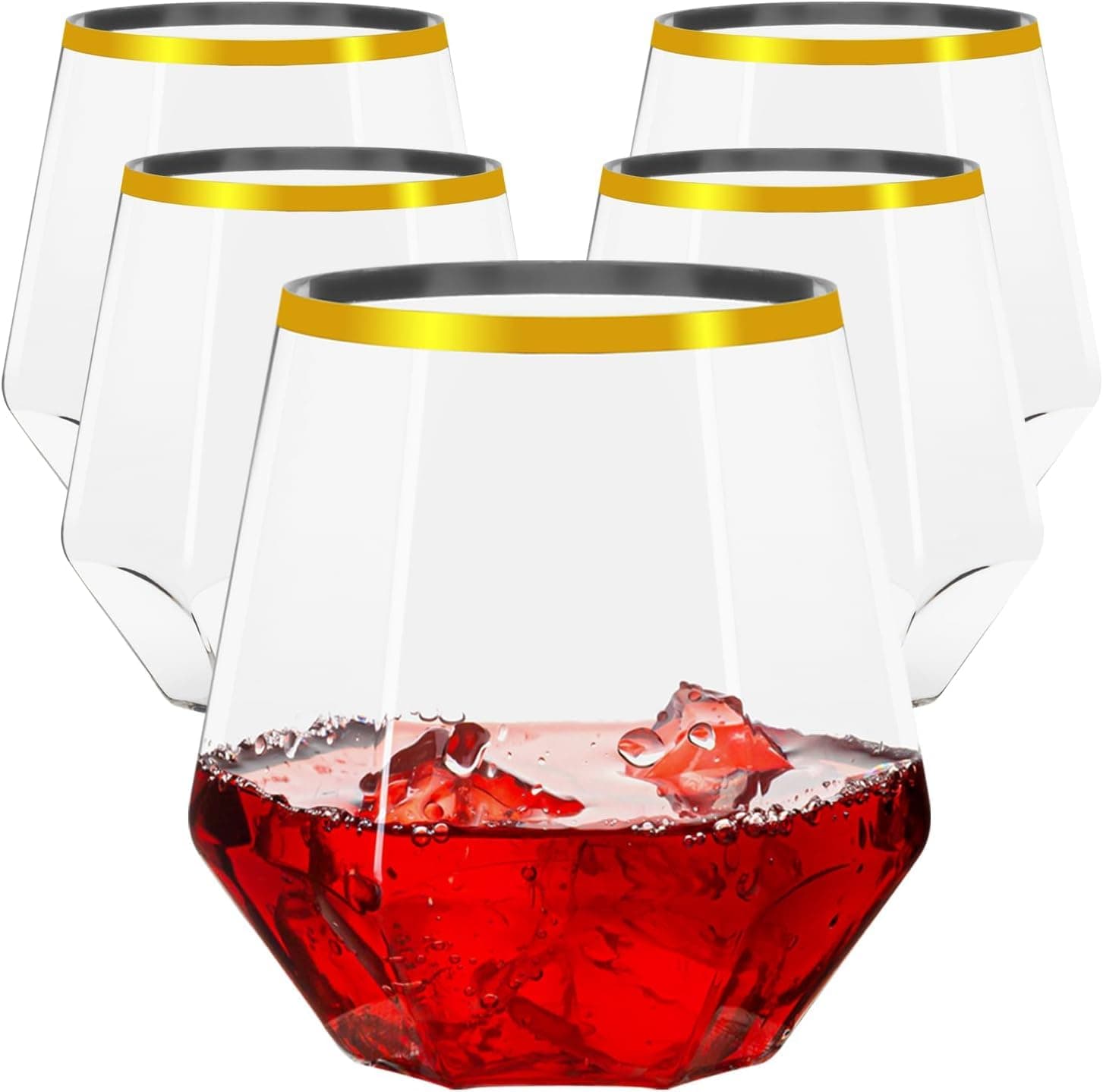 48 Pack 9 oz Stemless Plastic Champagne Flutes, Clear Disposable Champagne Toasting Glasses, Shatterproof and BPA-Free Drinkware for Party & Graduation & Wedding