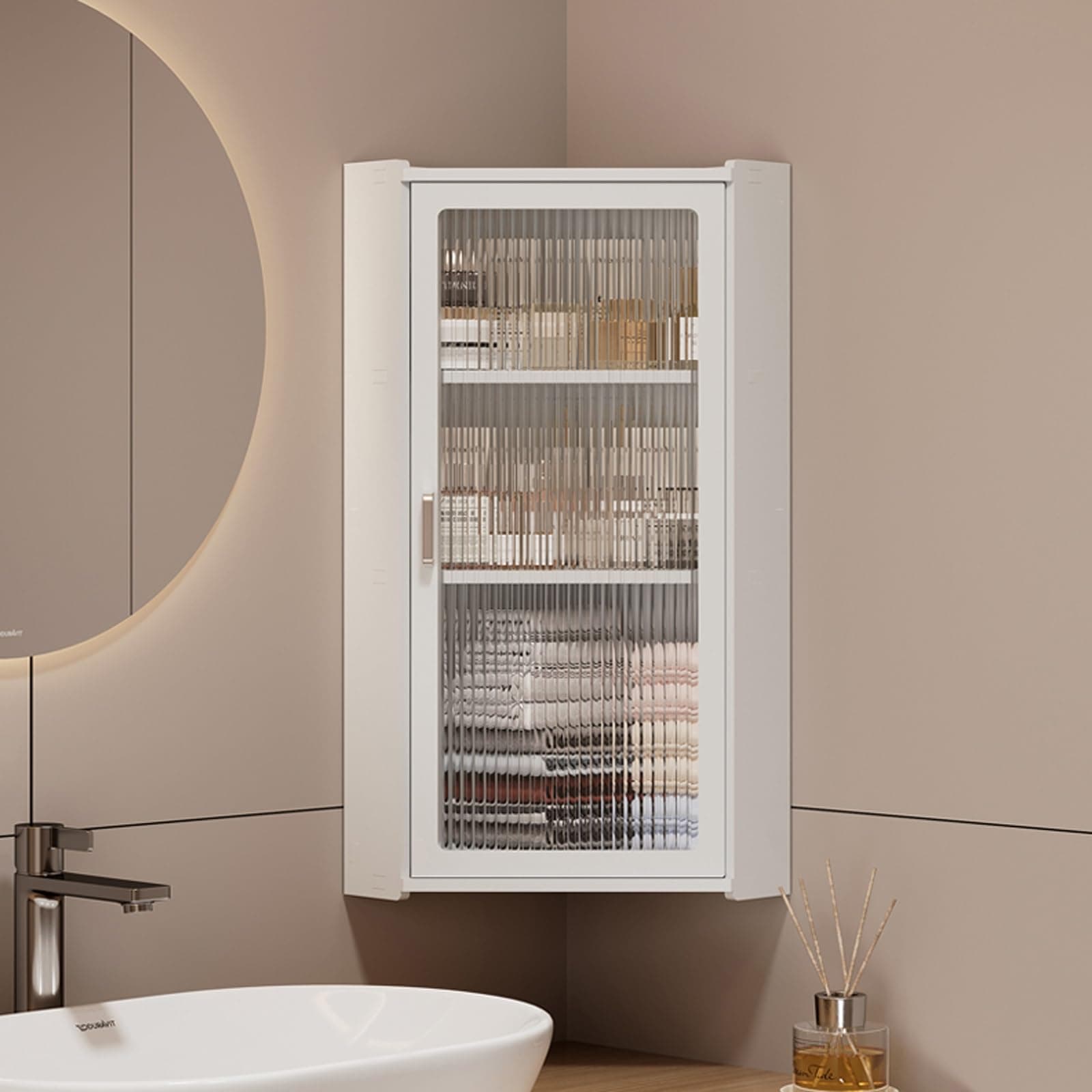 Bathroom Corner Storage Cabinet With acrylic door,wall cabinets for kitchen storage Paint-free waterproof board,pantry storage cabinet with doors,Over The Toilet Storage Cabinet 3-Tier,Large capacity(