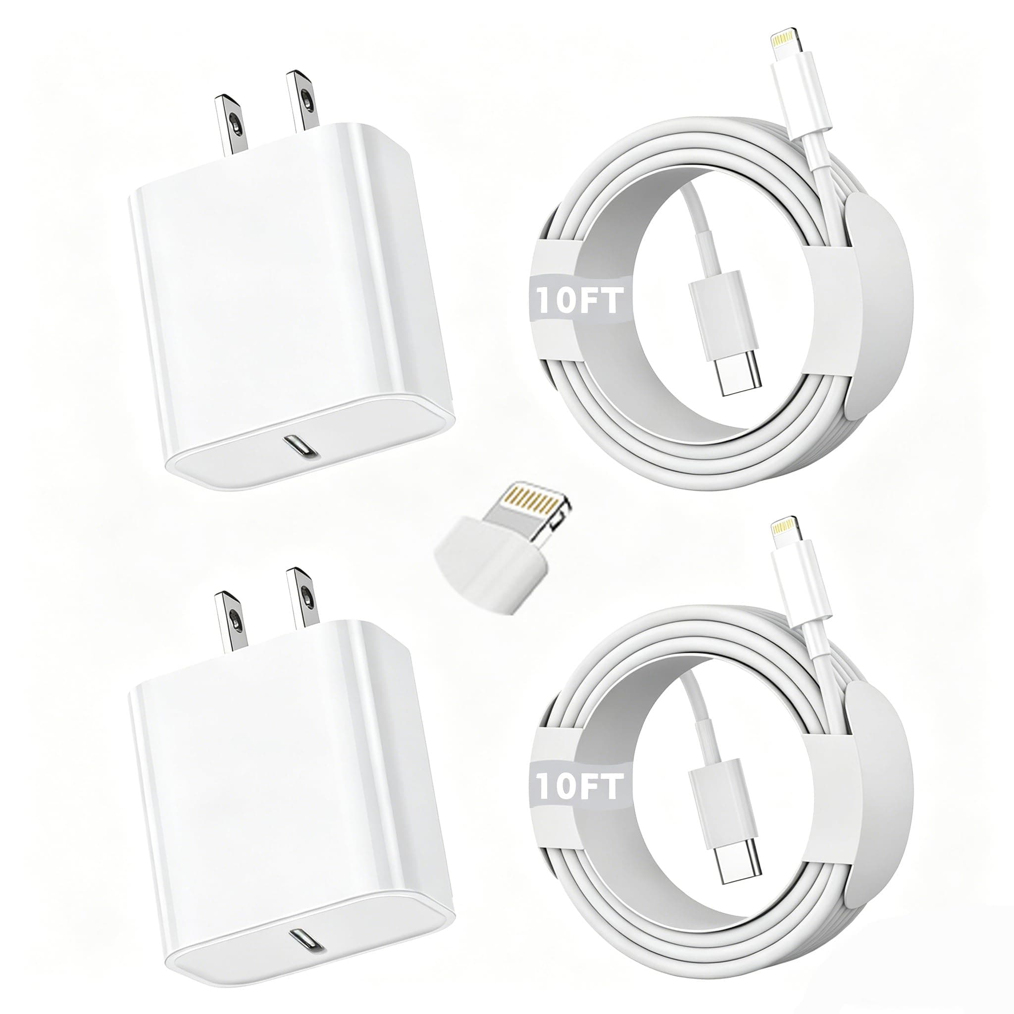 iPhone Fast Charger, [Apple Certified] 2Pack 10FT Extra Long Fast Charging USB C to Lightning Cable Cords with PD USB C Wall Charger Block for Apple iPhone 14/13/12/11/Pro/Pro Max/11/Xs Max/XR/X, iPad
