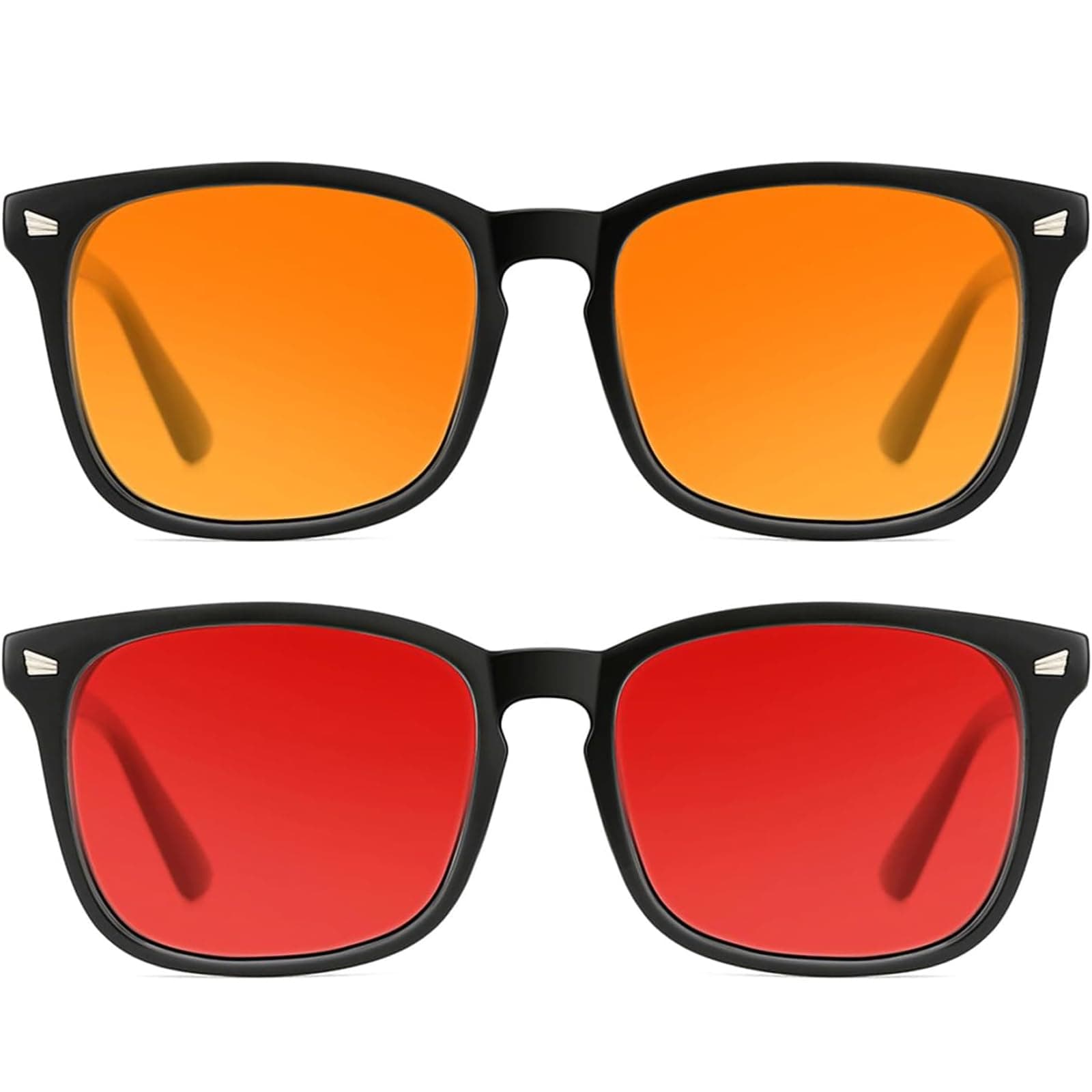 Blue Light Glasses for Sleep, 99.9% Blue Green Light Blocking with Red Lens, Reduce Eye Strain Computer Glasses 6007 Red+Amber