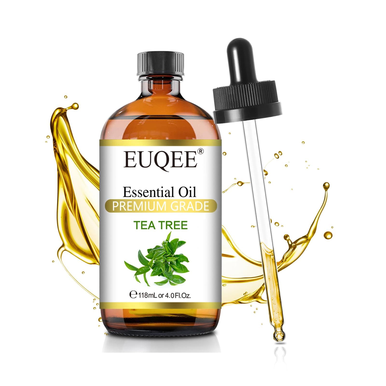 EUQEE Tea Tree Essential Oil 4Fl oz TeaTree Oil for Hair Skin Face Diffuser
