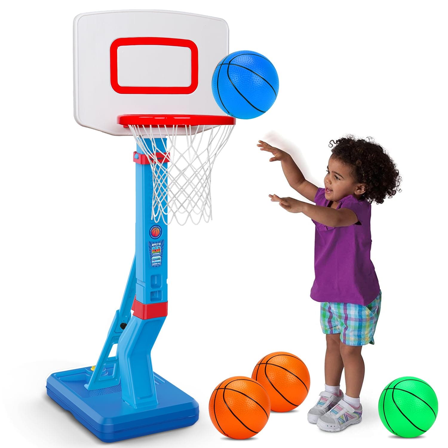 Basketball Hoop Indoor for Toddler Toys 1-3 3-5 Adjustable Portable Basketball Net Set Pool Outdoor Backyard Toy Mini Hoop Basket Ball Game for Kids Age 1 2 3 4 5 6 Year Old Boys Girls Birthday Gift