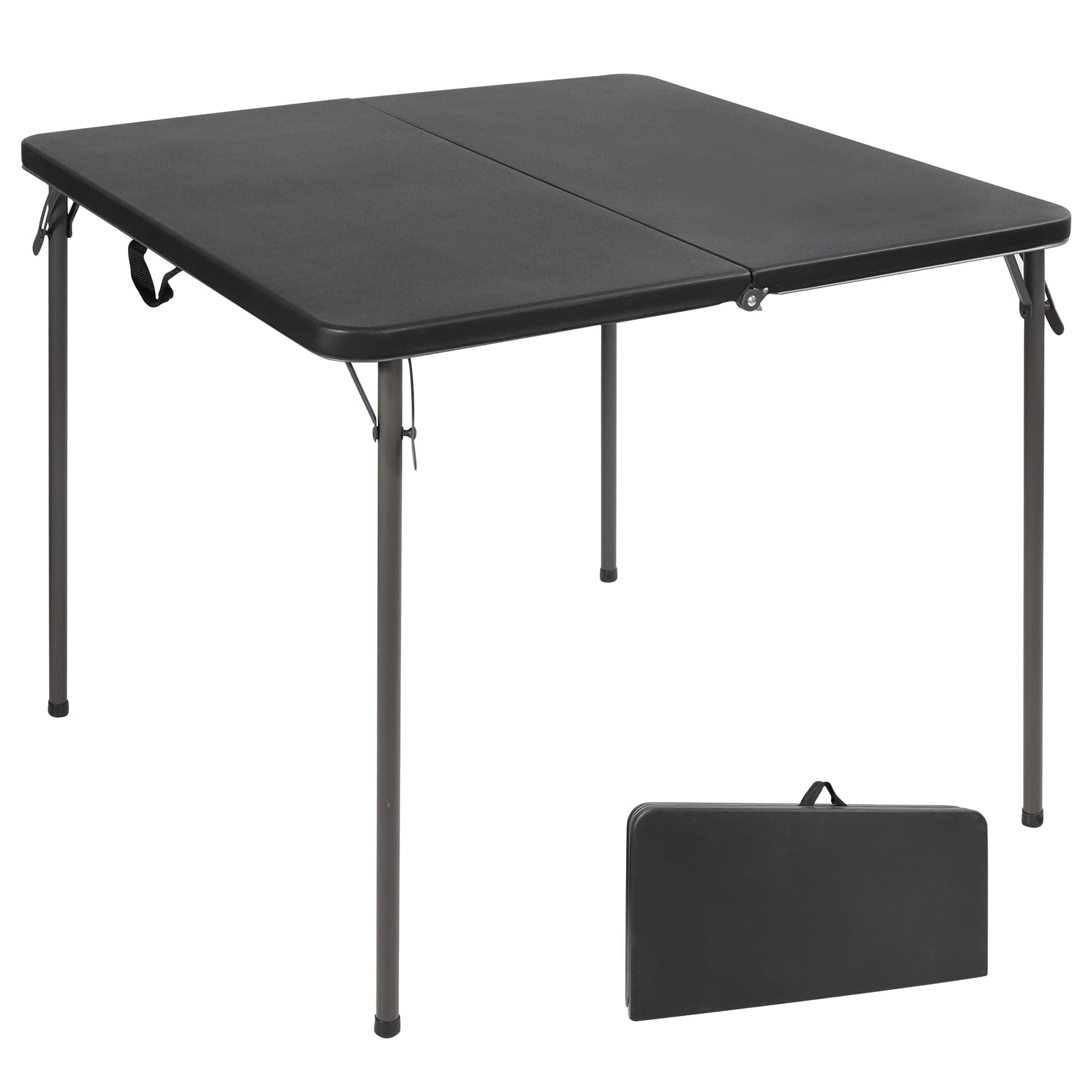 REDCAMP 34" Square Folding Card Table with Resin Top, Black