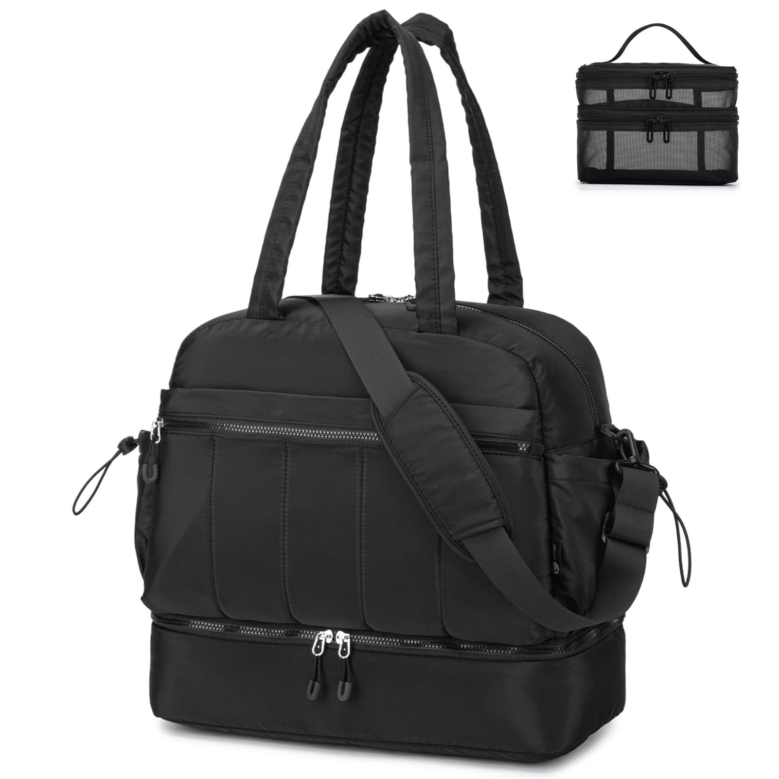 BAGZY Diaper Bag Tote,Hospital Bag for Women Labor Delivery Lightweight Travel Diaper Bags Waterproof Large Mommy Maternity Travel Baby Bags for Mom and Dad with Shoe Compartment and Wet Pocket Black