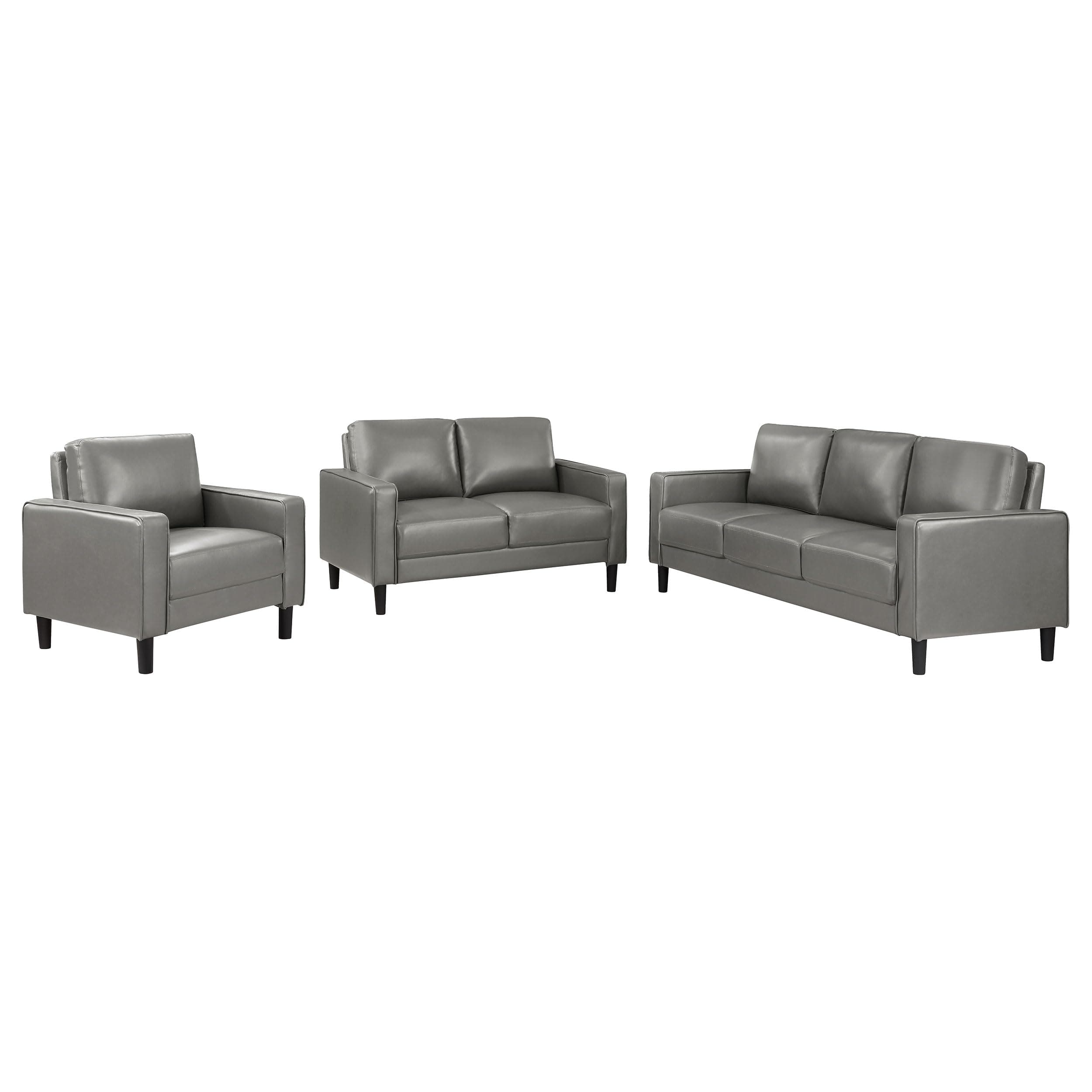 Coaster Home Furnishings Ruth 3-Piece Upholstered Track Arm Sofa Set Grey 508365-S3