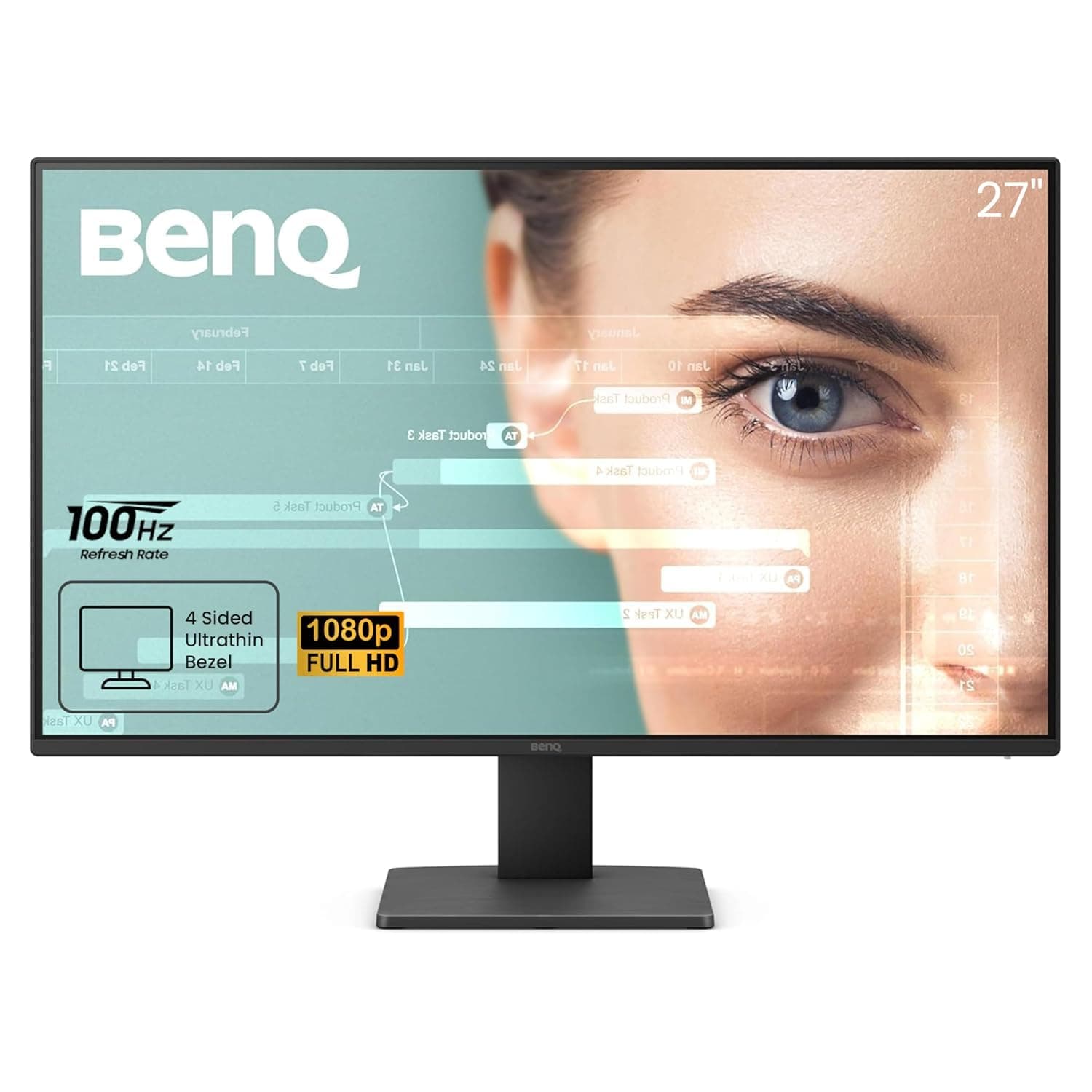 BenQ GW2791 27” 1080p FHD 100Hz IPS Eye-Care Monitor, HDMI, DisplayPort, 1080x1920, Ultra Slim Bezel, TUV-Certified, Flicker-Free, Low Blue Light Plus, Eye-CareU
