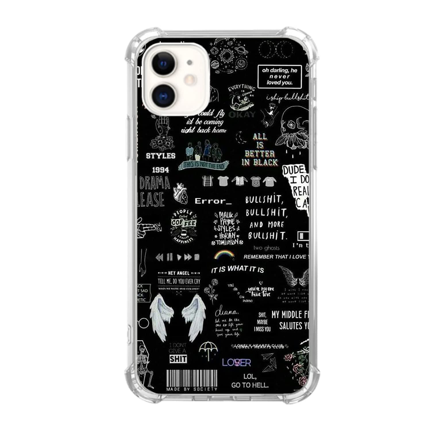 Veakgpligo Aesthetic Collage Phone Case Compatible with iphone 11, Abstract black Art phone Cover fit for Girl Women Men, Unique Soft TPU Bumper Case Cover