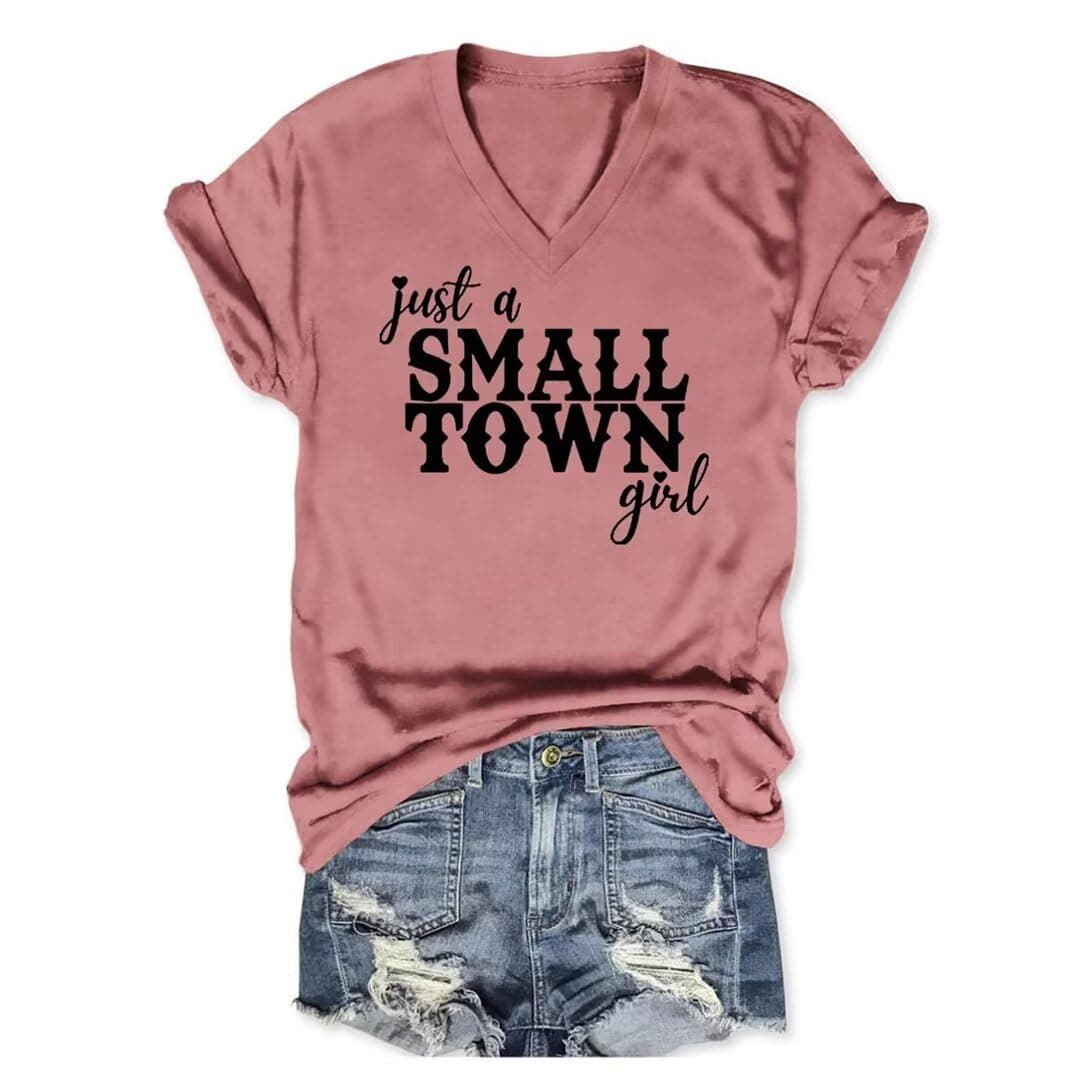 DUDIHOHX V Neck T-Shirt for Women Funny Country Music Short Sleeve V Neck Shirt Vintage Letter Graphic V Neck Tee Tops