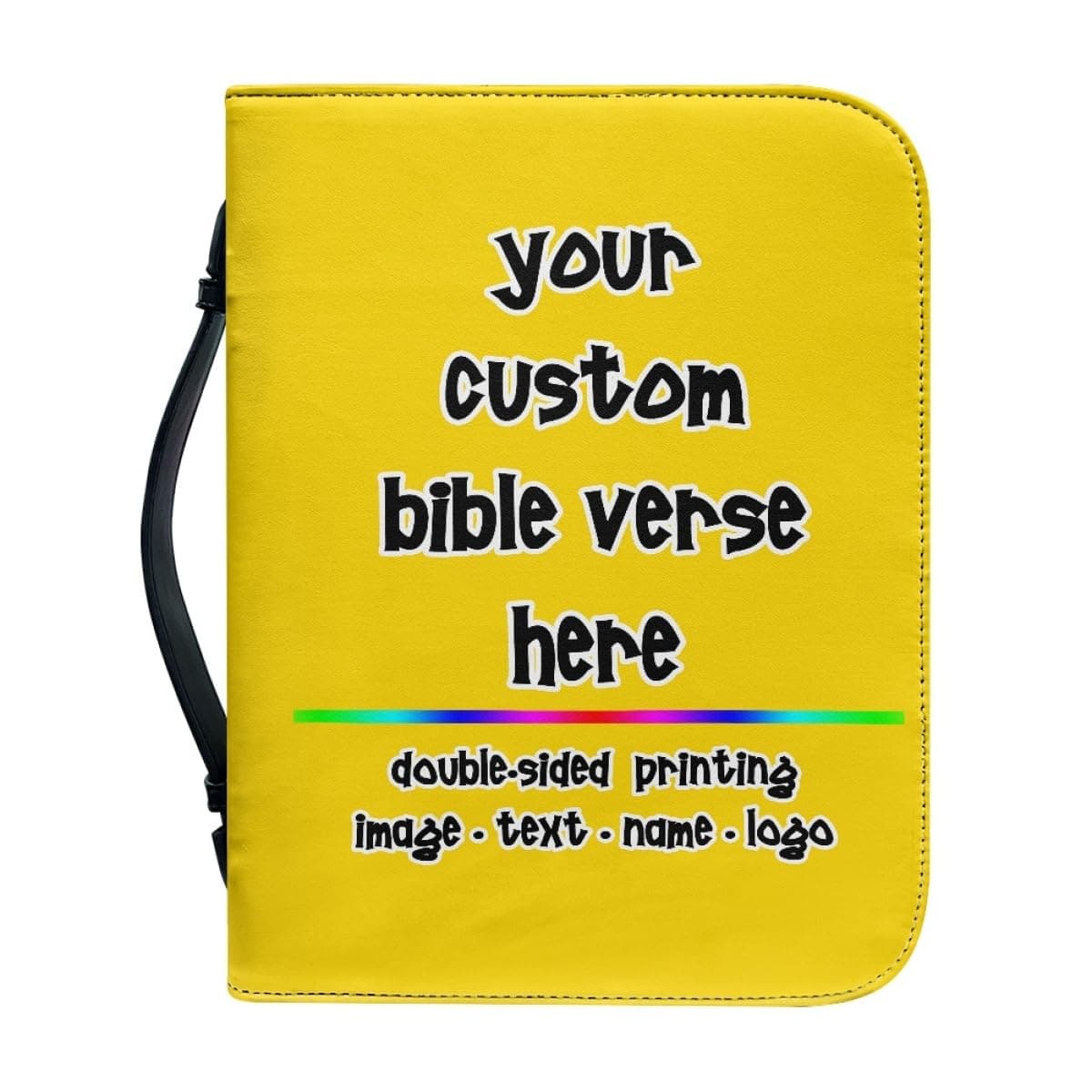 BENUSIO Custom Bible Cover Case for Women Personalized PU Leather Large Capacity Scripture Bag with Handle, Gold, M