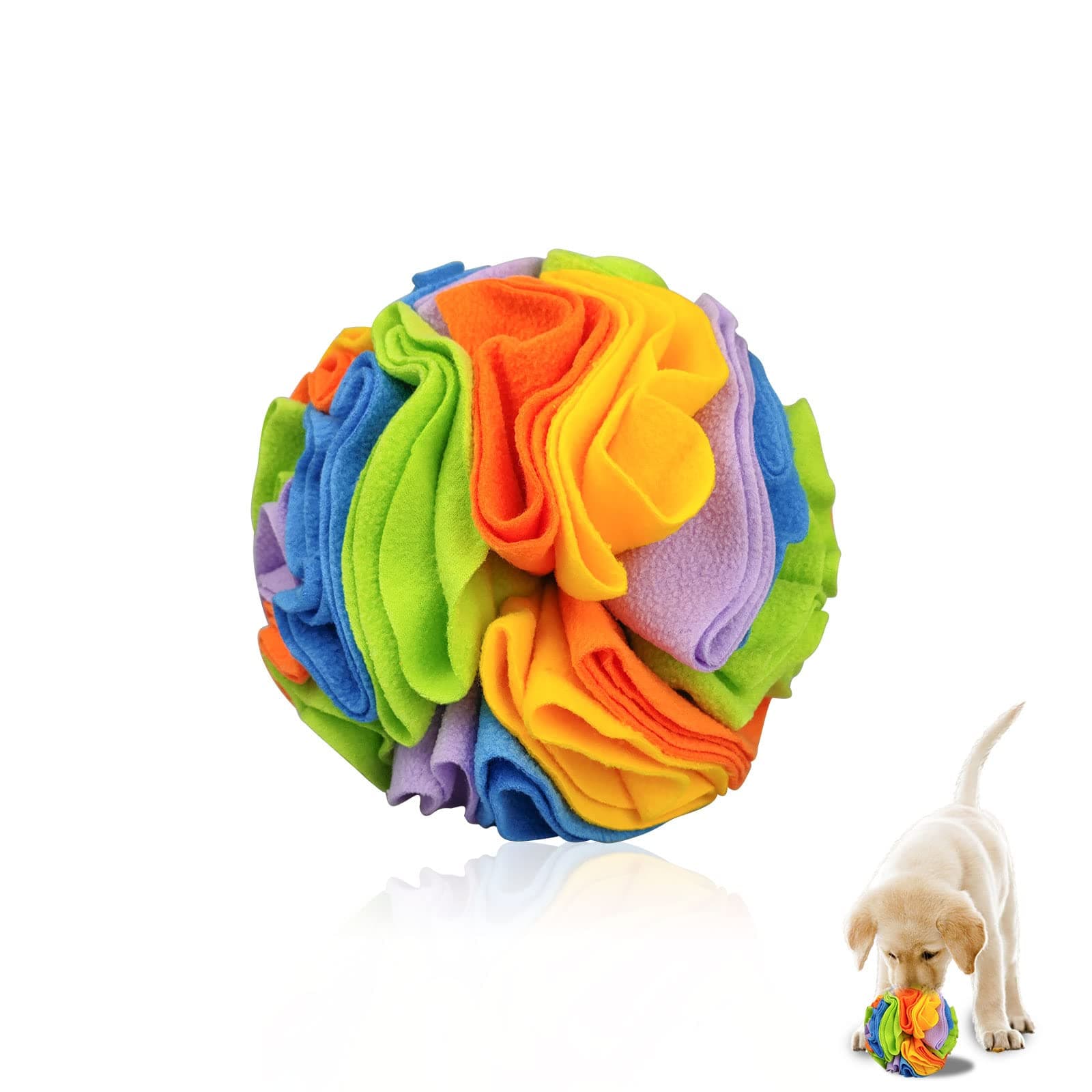 Wishlotus Dog Snuffle Ball, Interactive Dog Toys Ball, Dog Brain Stimulating Puzzle Toys for Dogs, Enrichment Game Feeding Mat Slow Feeder Stress Relief Toy (Rainbow)