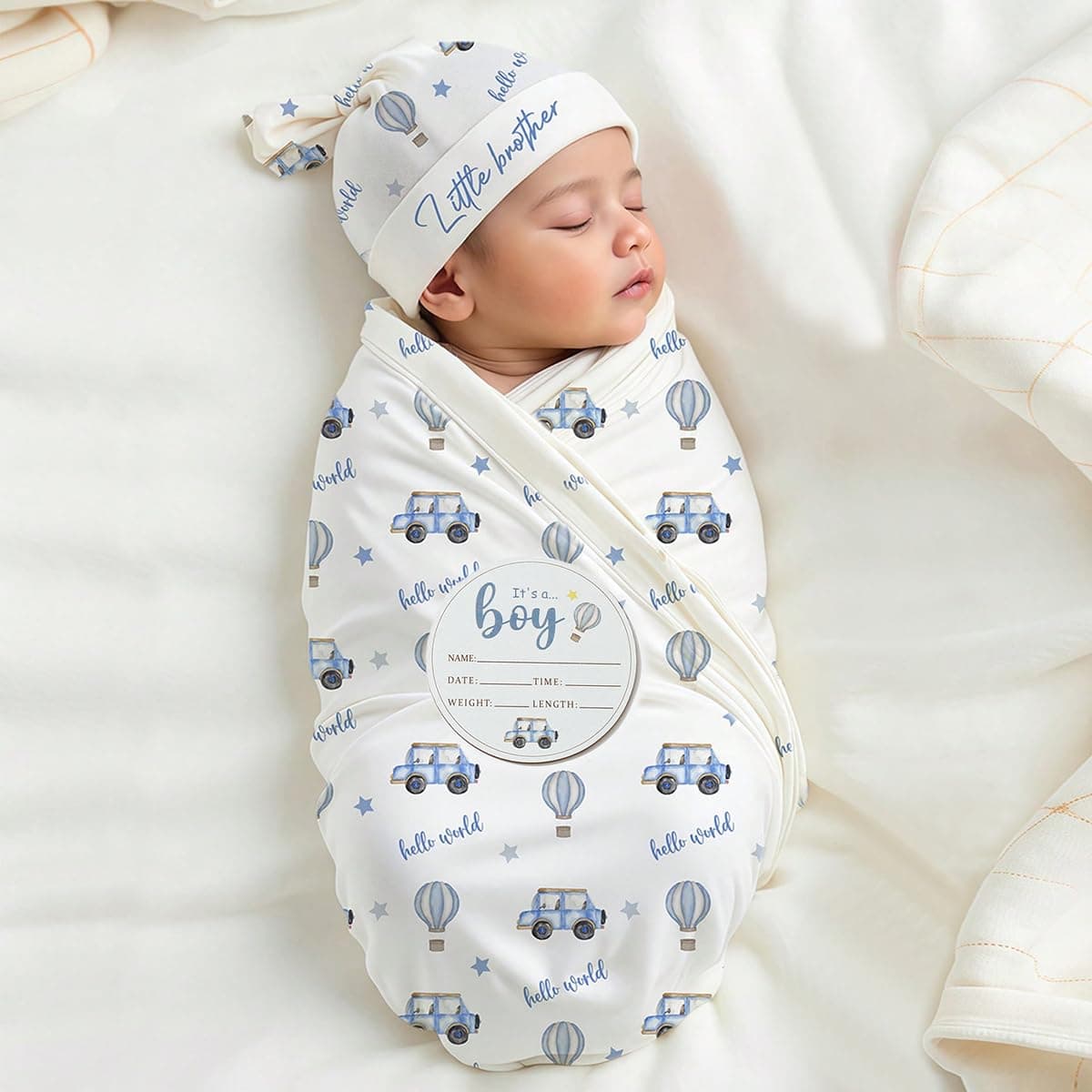 Ylsteed Newborn Receiving Blanket Headband Set， Baby Swaddle Floral Swaddle Wrap， Baby Swaddle Blankets for Newborns with Hat， Swaddling Wrap 32 x 32 inches Soft and Skin-Friendly