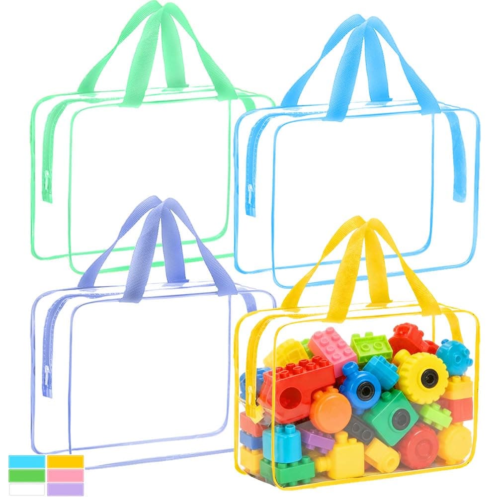 4 Packs Extra Large Toy Storage Bags with Zipper, Clear Toy Organizer Bag