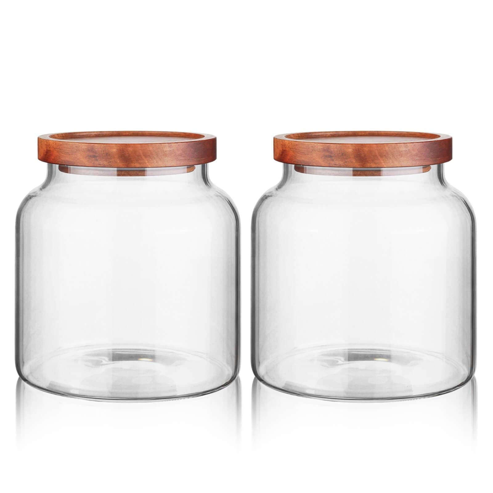 Labina Glass Jar with Wood Lid, Airtight Kitchen Storage Canister
