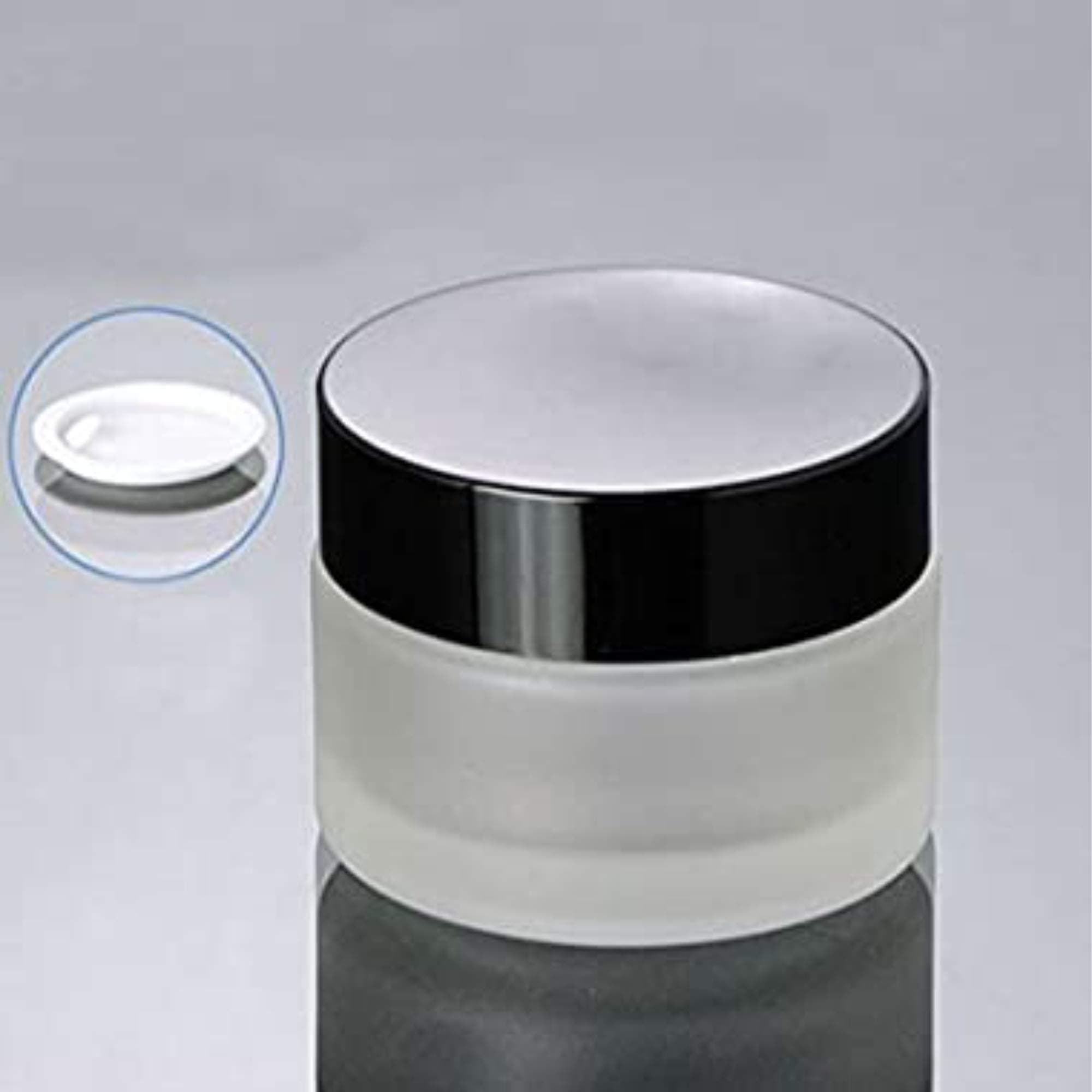 Devinez Multipurpose Frosted Glass Empty Jar/Container with Black Cap, 50 Gms (Pack of 2), for Beauty, Cream, Blends, Skin Care, Hair Care, Travel, Toners, Cosmetic & DIY, Multi, PACK OF 2