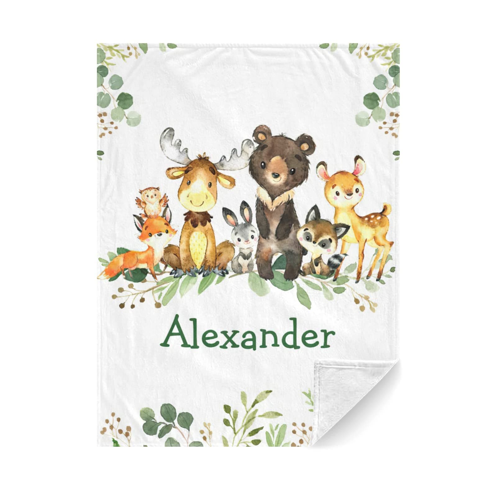 Customize Baby Blanket for Boys Girls Personalized Woodland Animals Baby Blanket with Name Custom Gifts for Baby Shower Recieving Blankets Swadding Blankets - Woodland Animals 5 30X40in