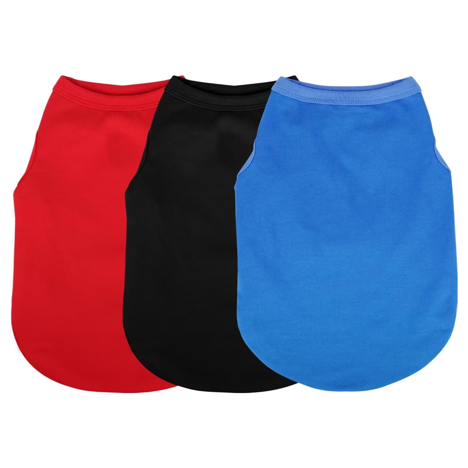 Paiaite 3 Pieces Plain Dog Shirt Sleeveless Puppy Cotton Dog Shirts Breathable Pet Apparel Tank Top Colorful Puppy Sweatshirt Clothes for Small Medium Dogs Red Black and Blue 4XL