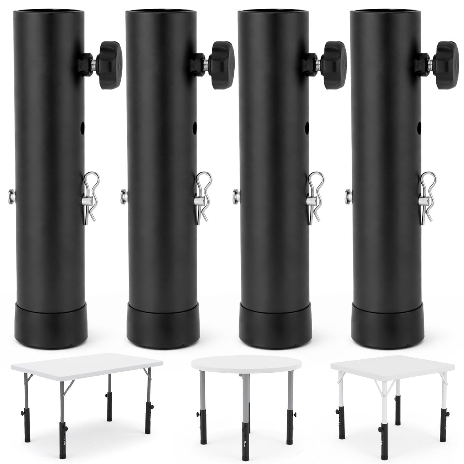SHENLIU 4 Pack Folding Table Leg Extenders, 2 Levels Adjustable Table Height 3.6in/5.2in Highly Durable Desk Leg Extensions for Straight and Bent Legs