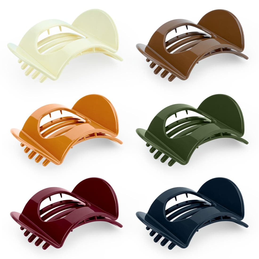 LOVUITEN Flat Hair Clips for Women – 6PCS Glossy No-Crease Hair Clips, Strong Hold Acrylic Flat Hair Claw for Thick or Thin Hair, Minimalist Non-Slip Hair Accessories