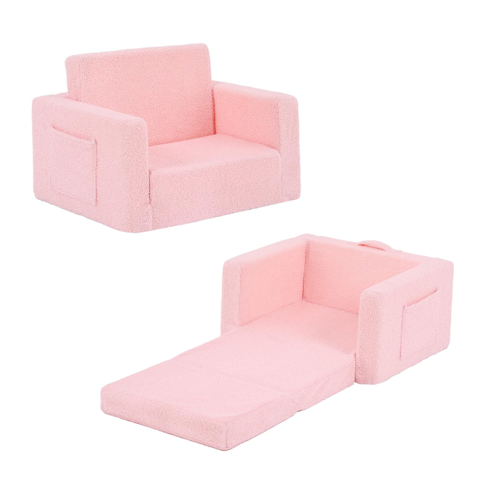 Givjoy Toddler Chair Kids Couch, 2-in-1 Comfy Armchair with Removable and Washable Cover Carrying Handle, Convertible Reading Chair Toddler Couch for Girls and Boys