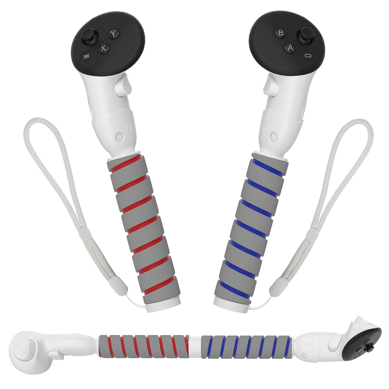 Mugkom VR Game Handle Attachments for Quest 3 Controller Accessories, Handles Extension Grips Dual Handle Extender for Playing Quest 3 Beat Saber Gorilla Tag Long Arms