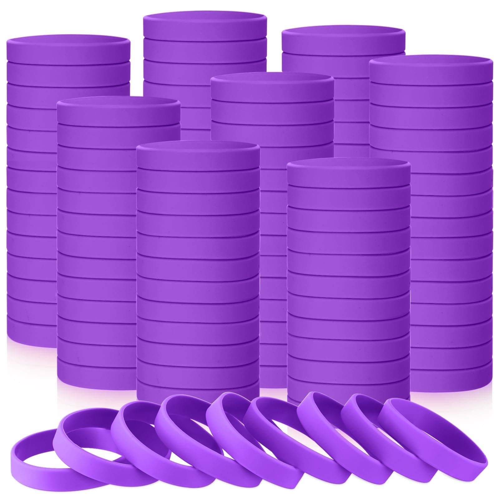 Liliful 100 Pcs Silicone Rubber Wristbands Rubber Bracelet Bands for Silicone Wristband for Women Men(Purple)
