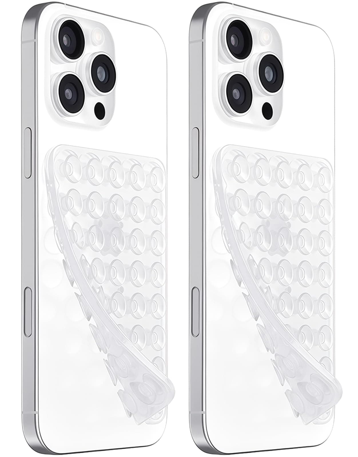 LvShuLiangPin 2 Pack Silicone Suction Cup Phone Case Mount Double Sided, Hands-Free Strong Grip Silicon Phone Holder, Non Slip Phone Accessories for Selfies and Videos (Translucent)