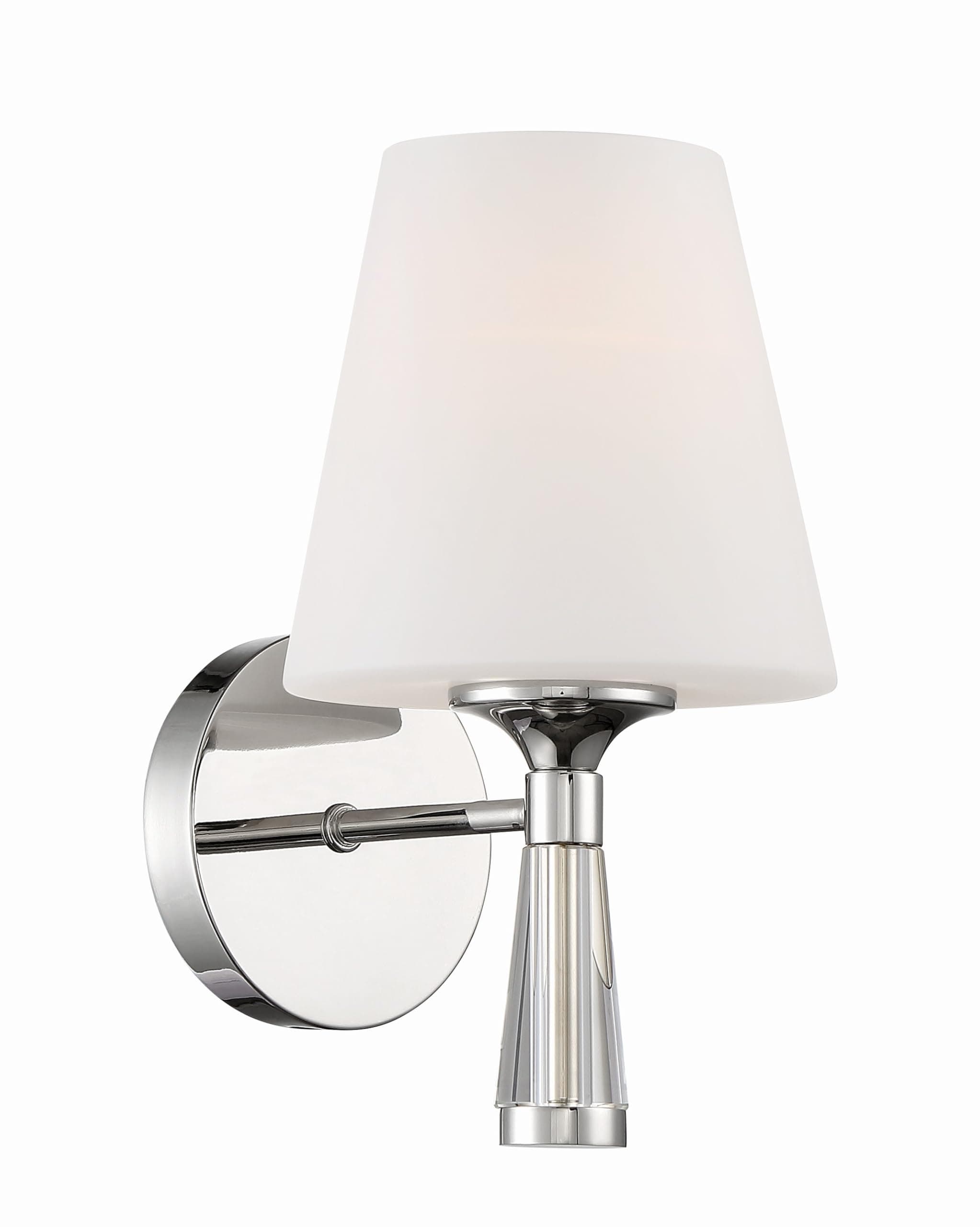Crystorama RAM-A3401-PN Ramsey - 1 Light Wall Mount in Classic, Elegant, and Casual Style - 6 Inches Wide by 10.5 Inches High, Polished Nickel Finish with White Opal Glass