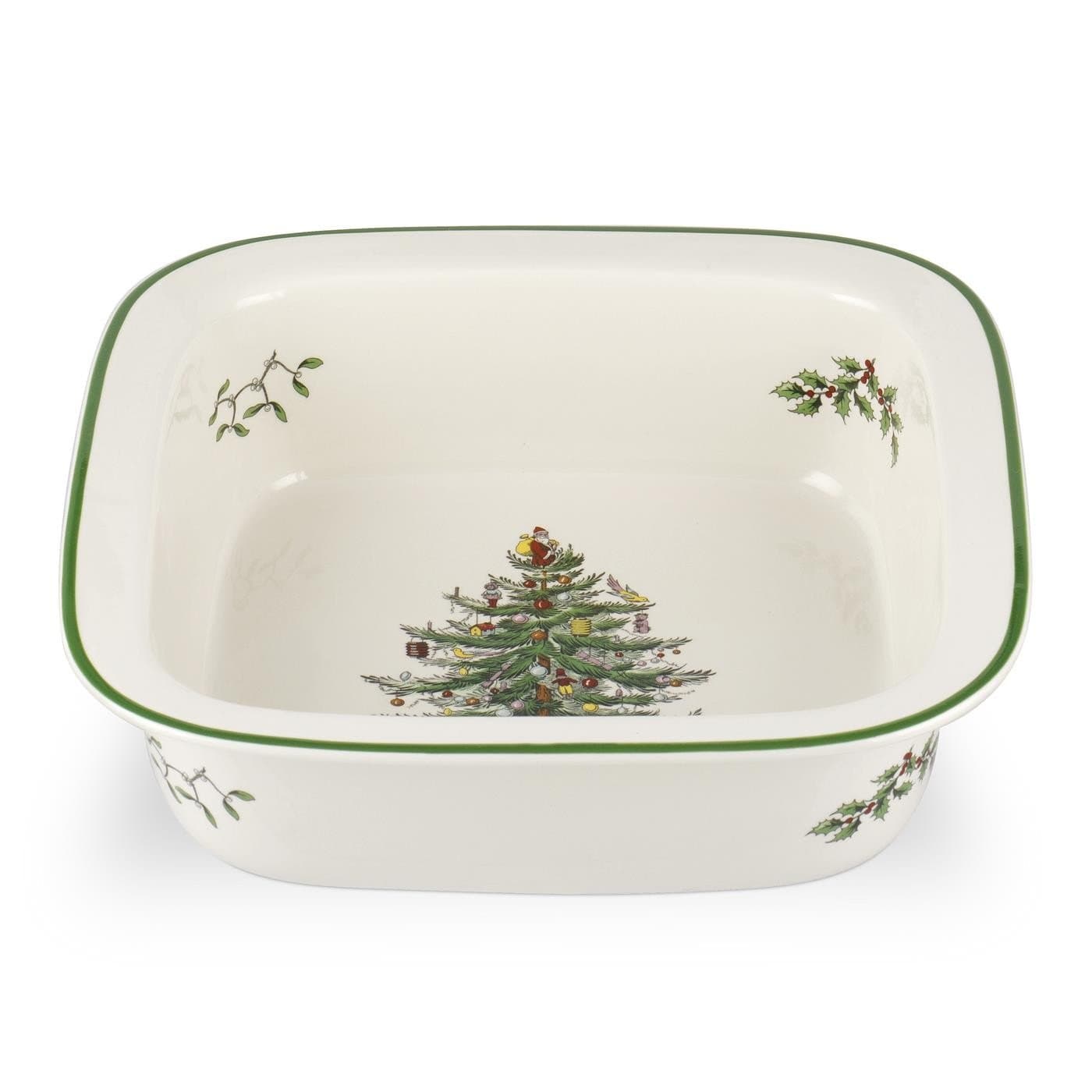 Spode Christmas Tree 10" Square Baker - Porcelain Baking Dish for Lasagna, Casserole, Holiday Desserts - Oven to Table Bakeware & Dishwasher Safe - Festive Holiday Serveware for Christmas Table