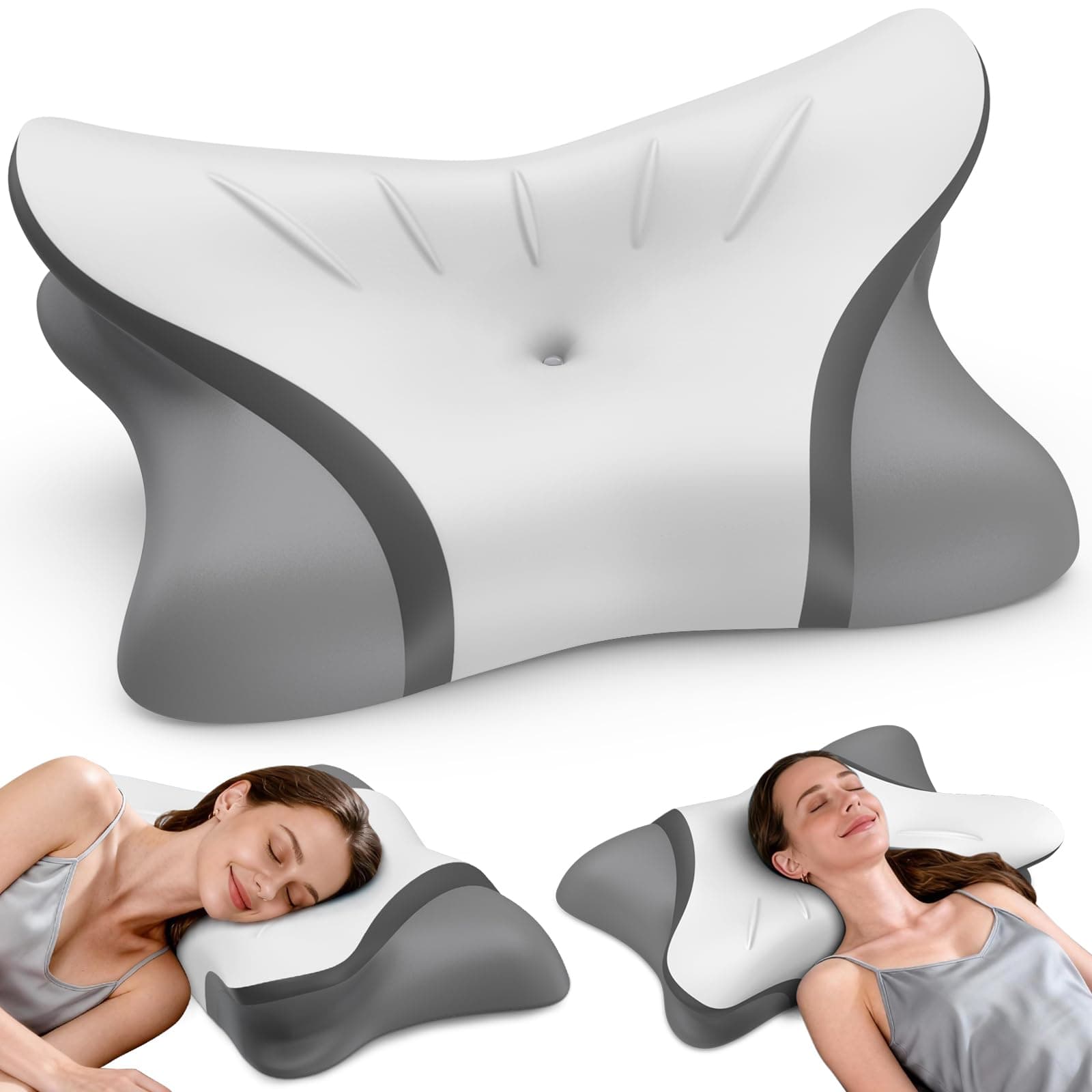 Cervical Neck Pillow for Pain Relief, Bed Pillows for Head Neck Shoulder Support, Ergonomic Cooling Pillow, Orthopedic Contour Pillow for Side Back Stomach Sleepers,Neck Support Memory Foam Pillows