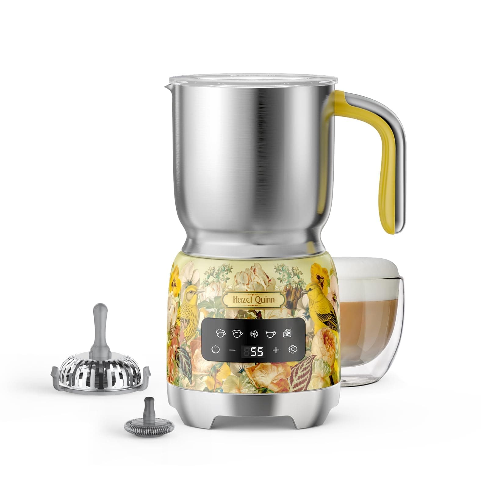 Hazel Quinn Electric Milk Frother & Steamer, 5-in-1 Hot Cold, Detachable