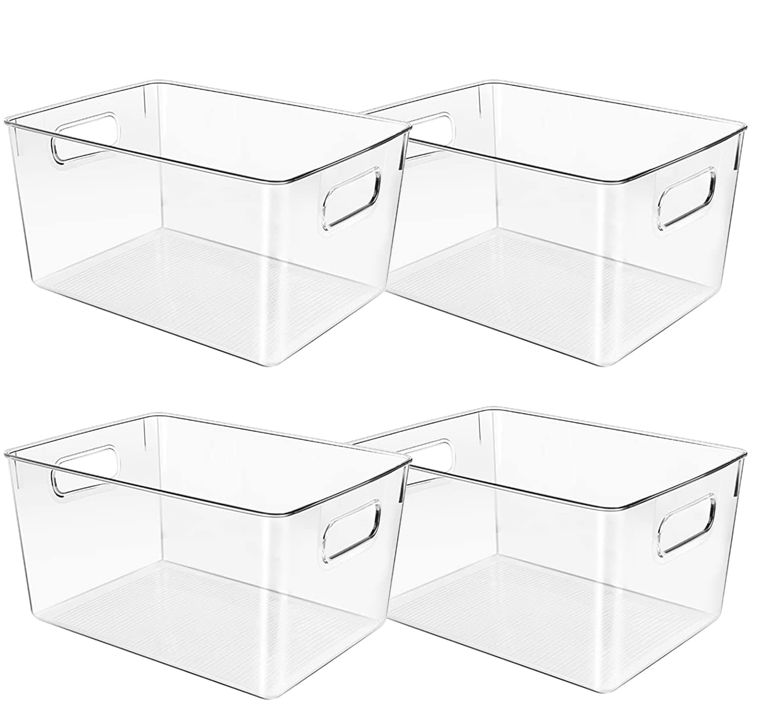 Clear Plastic Storage Bins for Kitchen Organization or Pantry Organizers and Storage, Freezer, Fridge Organizer, Clear Storage Containers Bin for Organizing Refrigerator, Cabinet Organizers Baskets