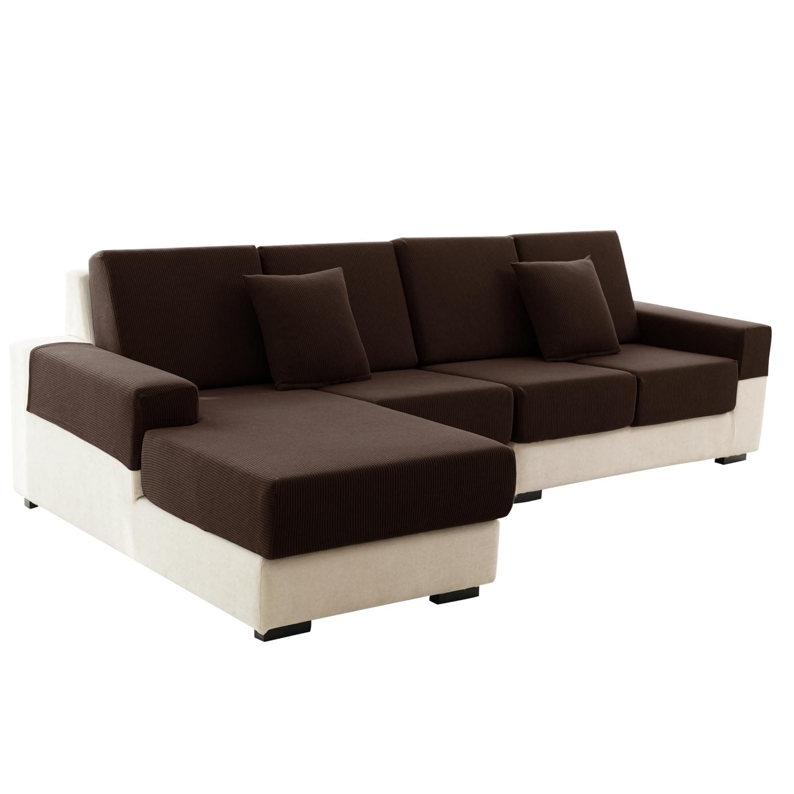 Fitted Couch Cushion Covers for Sofa Jacquard, Non-slip Couch Slipcover for Sectional with Elastic Bottom and 2 Ties, Stretch 3 Cushion Couch Covers for Sofa and Settee (Coffee,W 35-47" ,D 35-47")