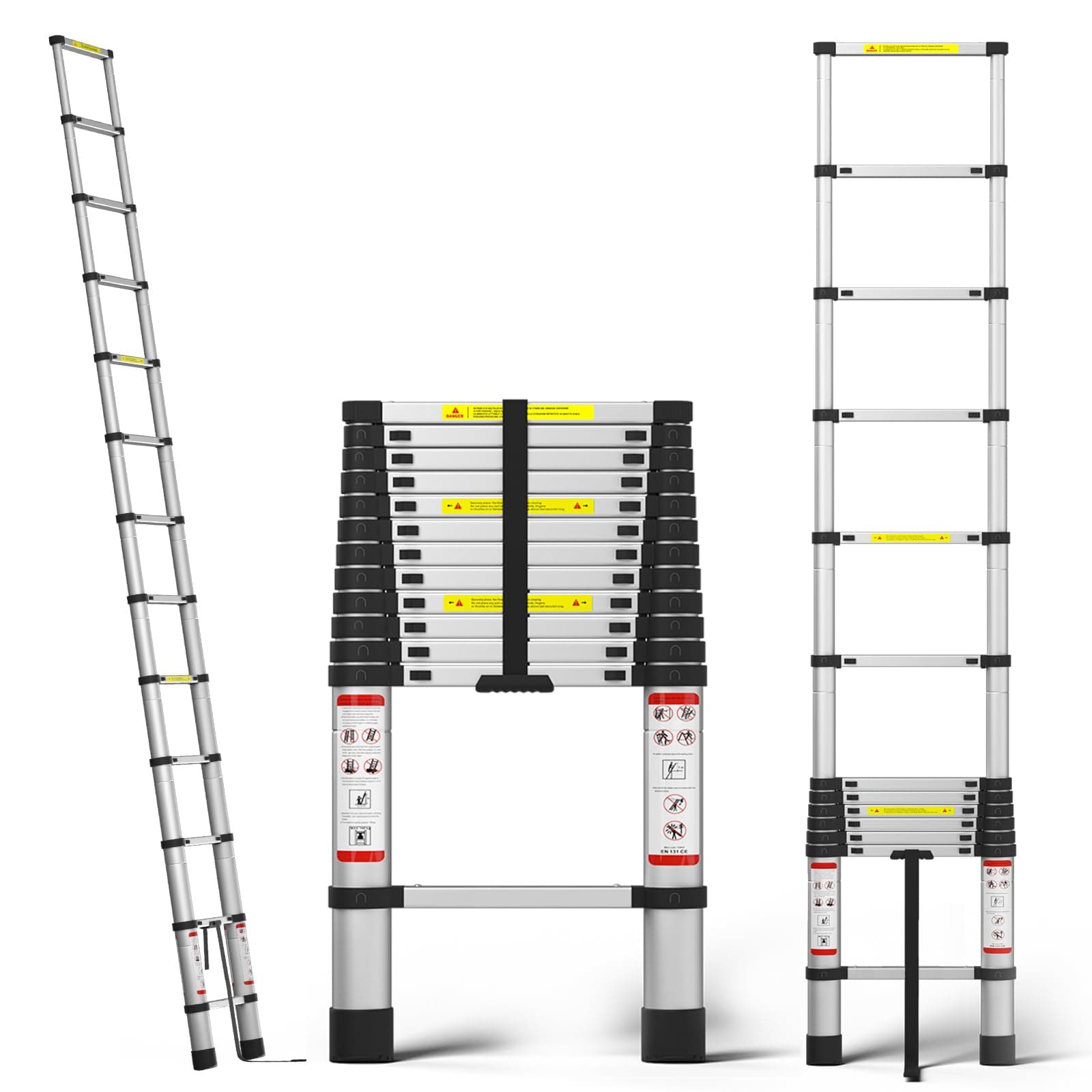 Telescoping Ladder 3.8M/12.5FT Aluminum Lightweight Extension Ladder