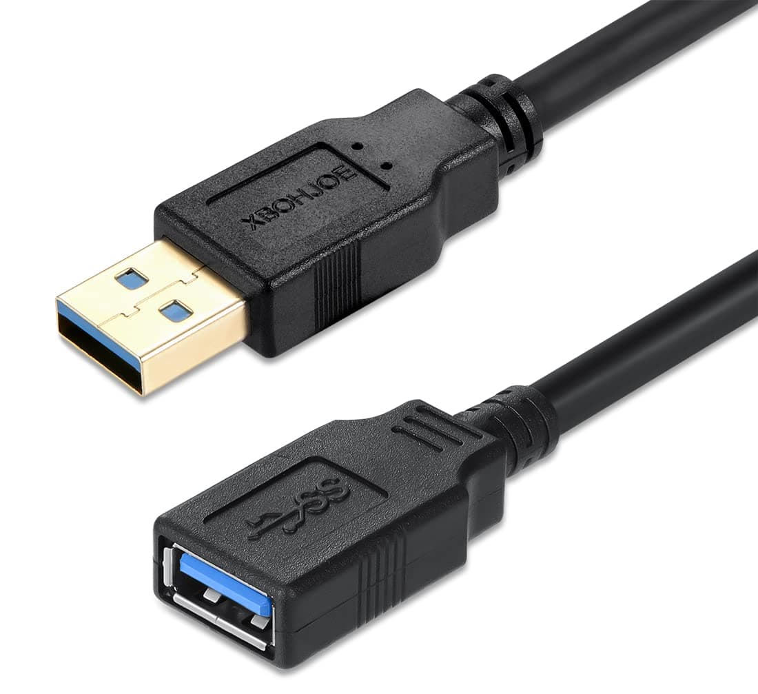XBOHJOE USB Extension Cable 10FT High Speed USB 3.0 Extender Cable Type A Male to A Female Data Transfer 5Gbps for Mouse Extender Cable Keyboard Extension Cord etc(10ft Black)