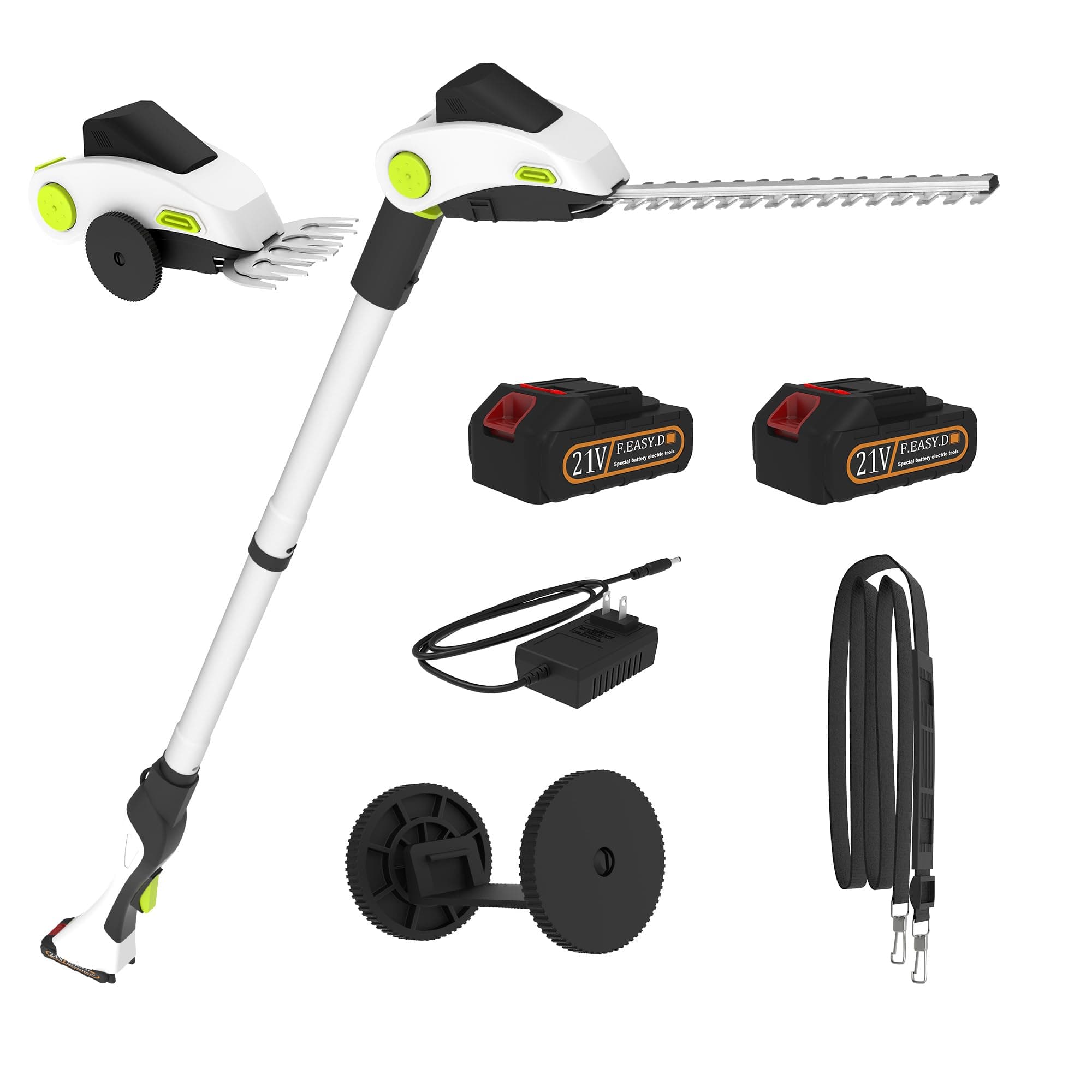 PadPure 2-in-1 Electric Hedge Trimmer Cordless, 2.2-4.5FT Adjustable Detachable Pole Battery Powered Hedge Trimmer with 2X 1.5Ah Batteries & Charger Included for Bush & Shrubs Pruning