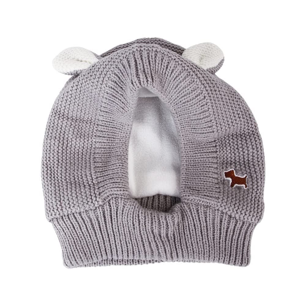 HUFFA Large Dog Golden Retriever Warm Windproof Knitted Hat Fashion Cap Winter Ear Beanie for Cute Pet(Gray)