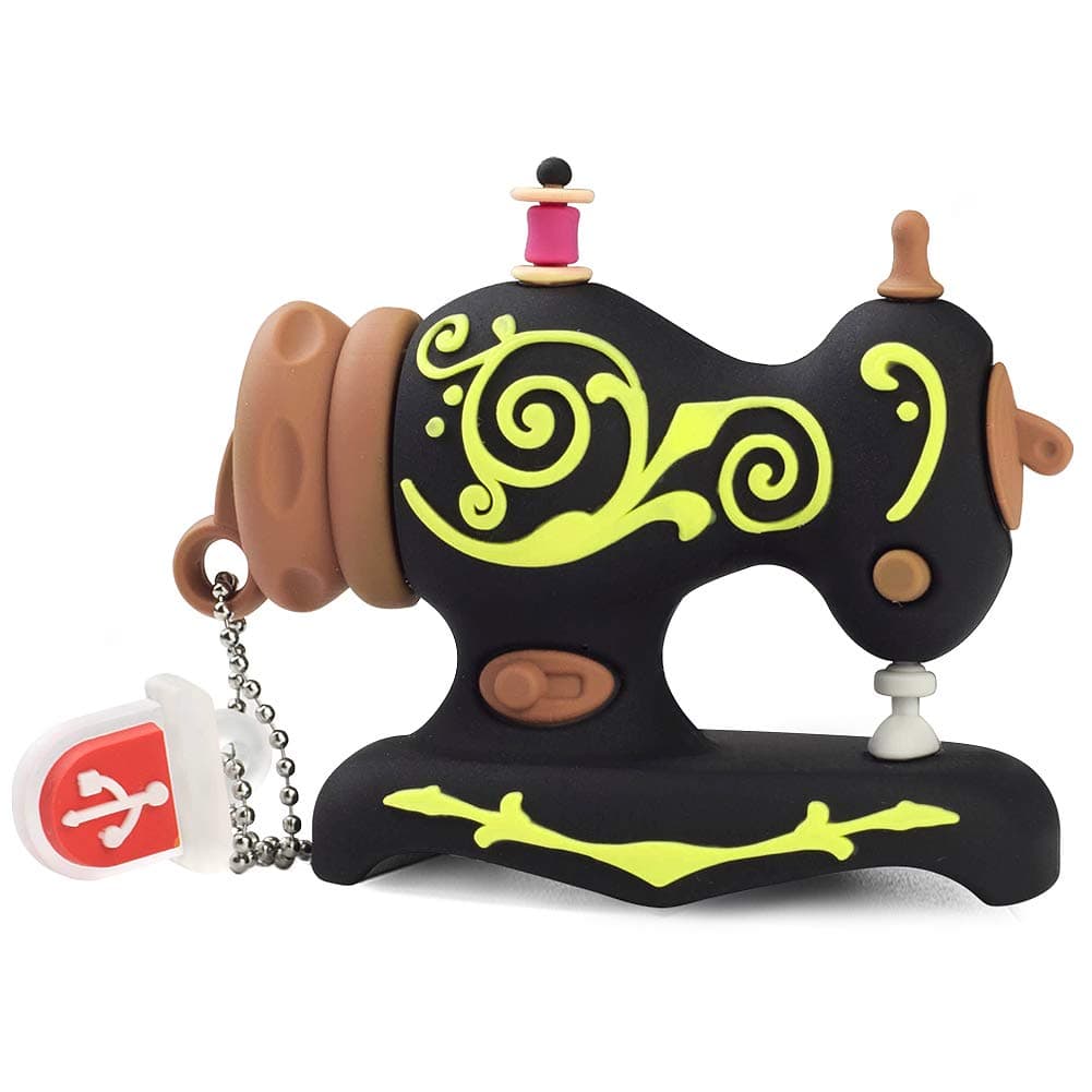 leizhan 64GB Cute USB Flash Drive Embroidery Sewing Machine Design Pen Drive Data Storage Picture Stick Pendrive Memory Stick - Black