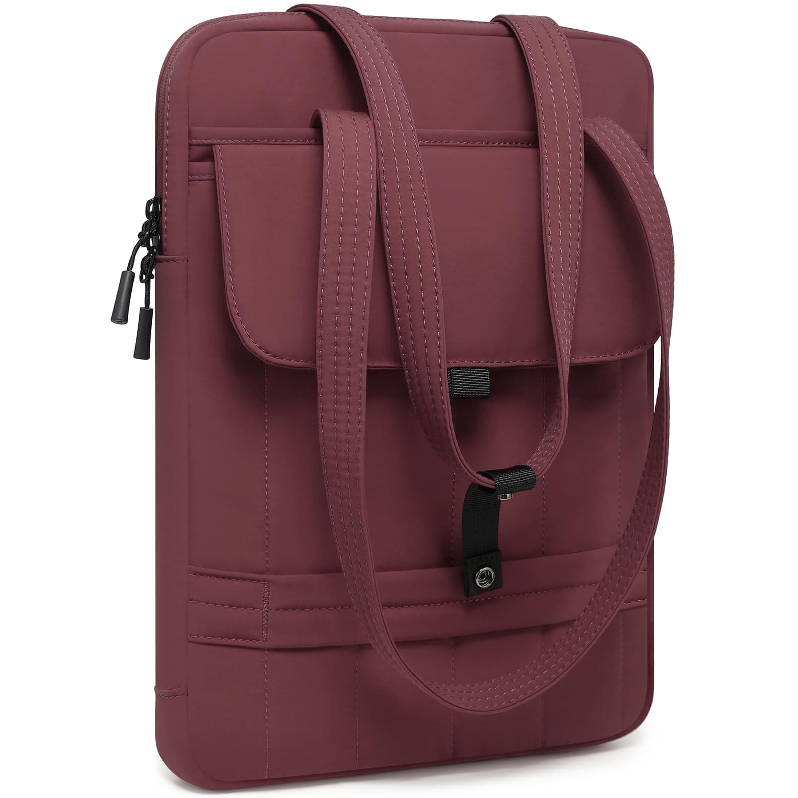 HYZUO 13.3-14 Inch Puffy Laptop Case Sleeve Padded Handbag, Wine Red