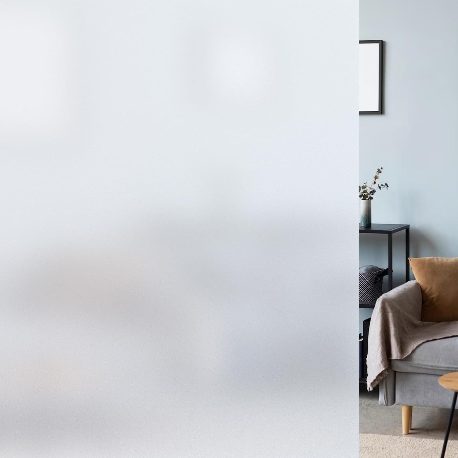 LUTE Window Privacy Film, Frosted Glass Window Film for Bathroom, Static Cling Removable Heat Control Glass Coverings, Non Adhesive Opaque Door Sticker for Home Office (Pure, 23.6" x 157.4")
