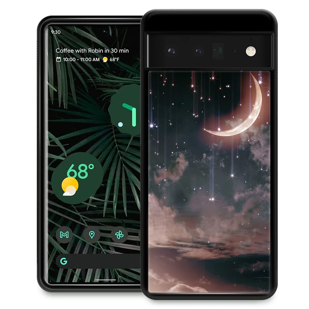 ZHEGAILIAN Compatible with Google Pixel 6 Pro Case,Non-Slip Soft TPU Bumper Shockproof Protective Case Compatible with Google Pixel 6 Pro 6.7 inch for Women-Crescent Nebula
