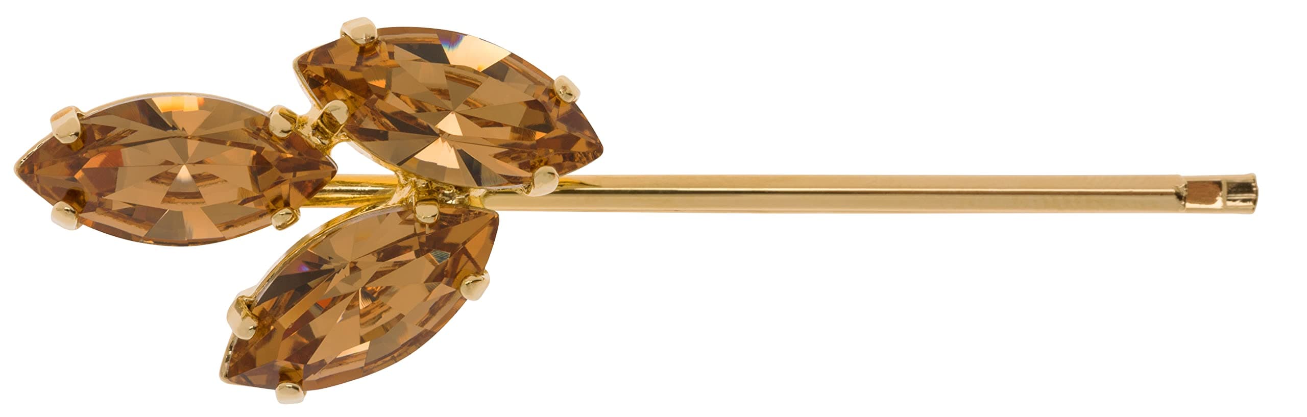 L. Erickson Triple Crystal Bobby Pin, Lt Colorado Topaz/Gold