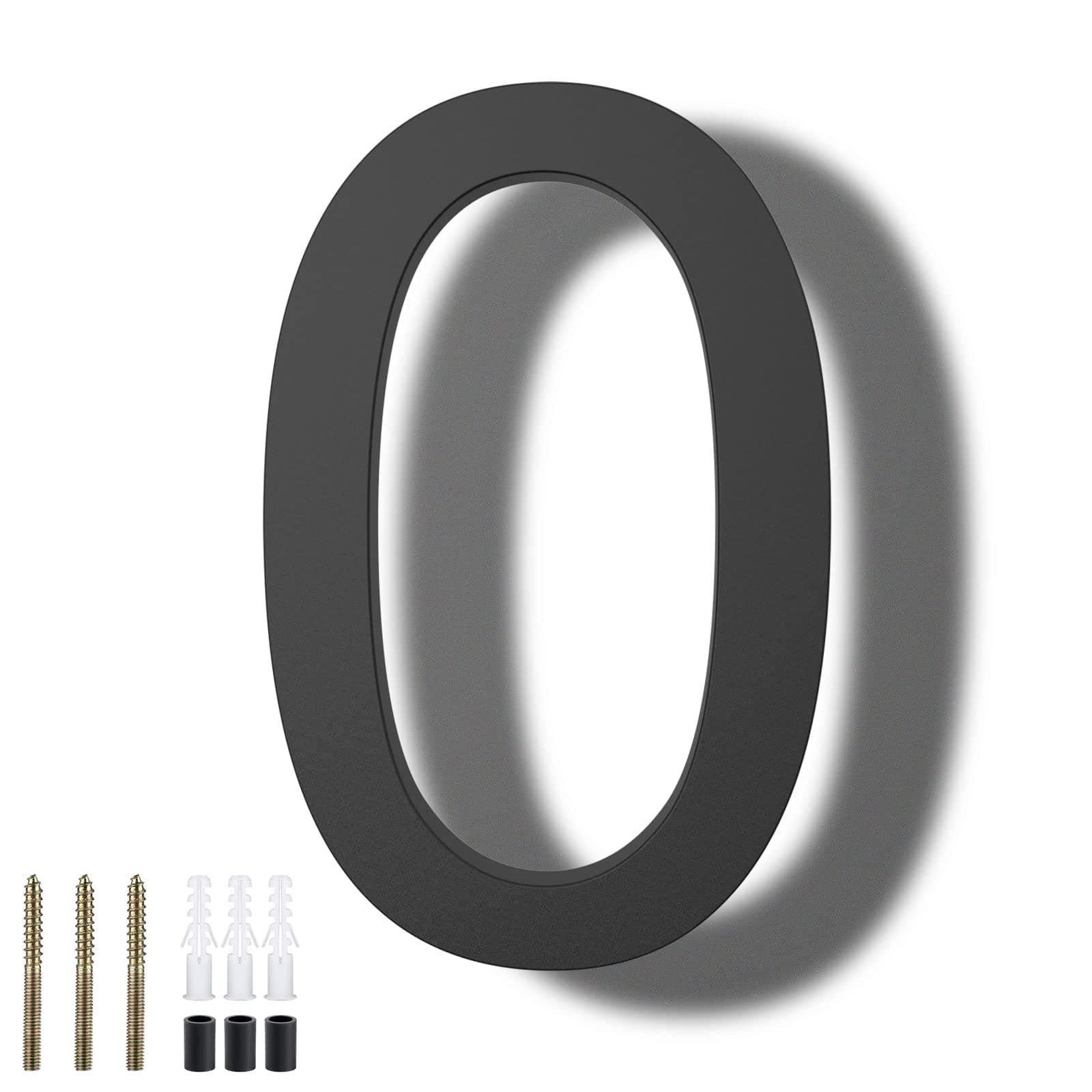 DEWEL House Numbers for Outside, Large Floating Modern House Address Number 8 Inch with Nail Kits for 911 Visibility Signage and Outside Decor, Black (House Number 0)