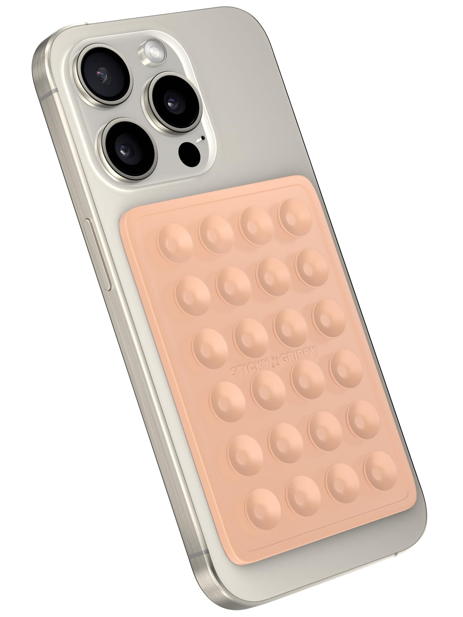 StickyGrippy Suction Phone Case Mount, Sillicon Adhesive Phone Accessory for iPhone and Android, Hands-Free Fidget Toy Mirror Shower Phone Holder, Tiktok Videos and Selfies (Beige)