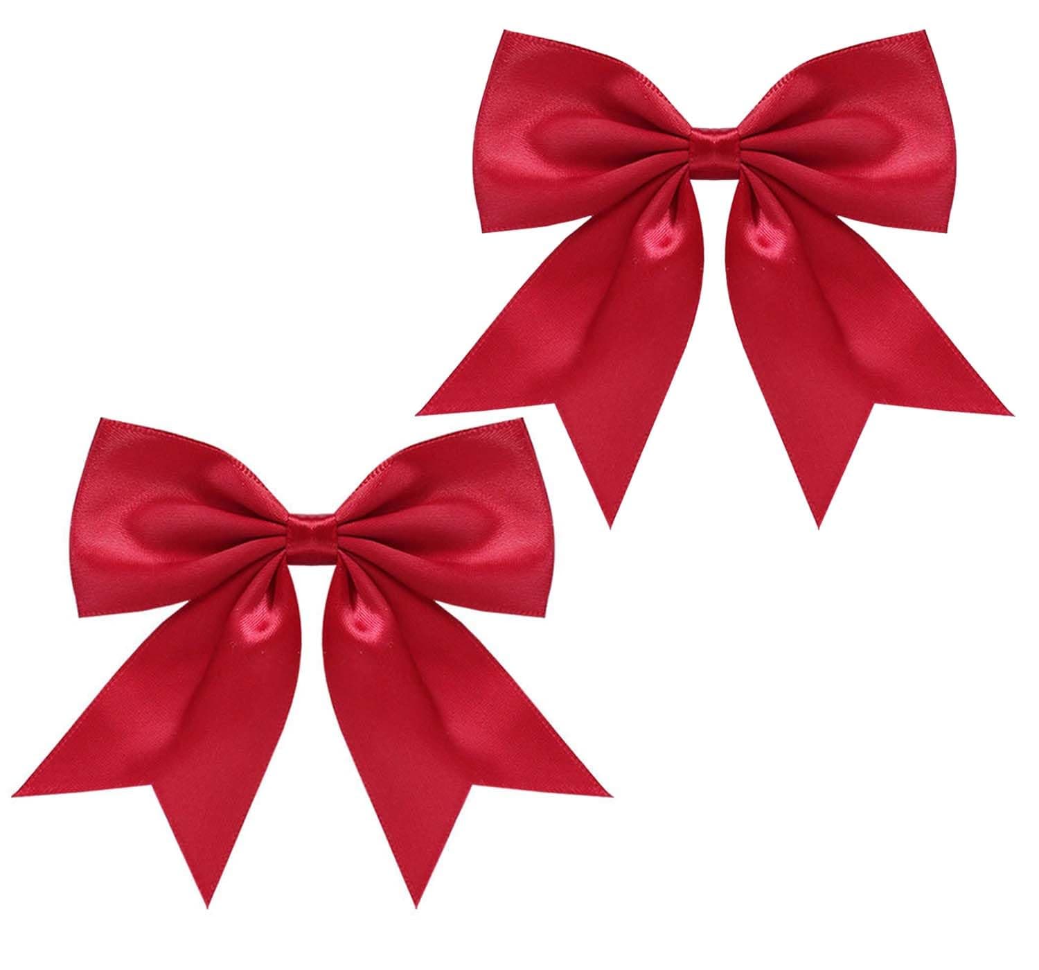 3.5 Inch Satin Hair Bow Hair Clips for Little Girls Baby Toddler Women Kids Bowknot Hair Clip Hairpin Barrettes 2 Pack TSFJ81 (Red)
