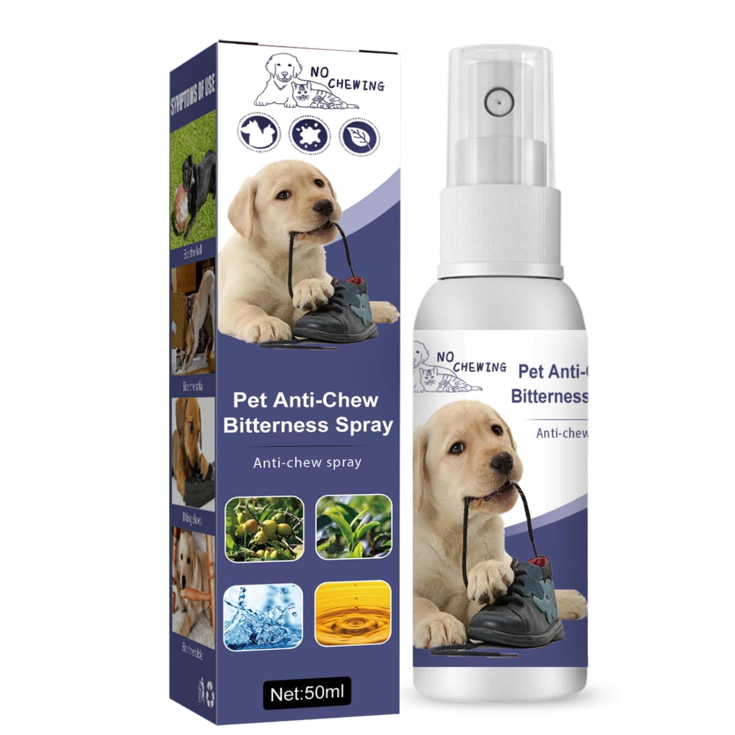 Nupec Anti-Chew Bitter Spray for Dogs,Natural Ingredients No Chew Spray, No More Marking Stops Barking, Nibble, Jumping Up, Anti Chew Spray for Dogs and Cats,No Chew Deterrent Training Spray(Blue