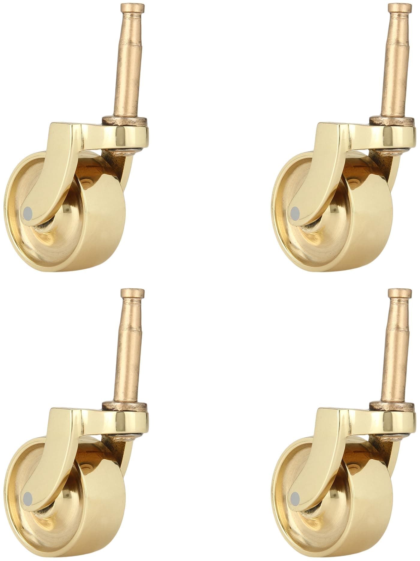 A29 Solid Brass Swivel Wheel Caster, Polished Brass Finish, Set of 4