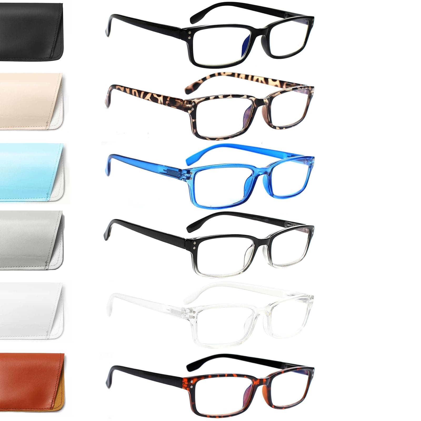 Kerecsen 6 Pack Reading Glasses Blue Light Blocking,Spring Hinge Readers for Men Women,Prescription glasses (6 Mix Color, 2.00, x)