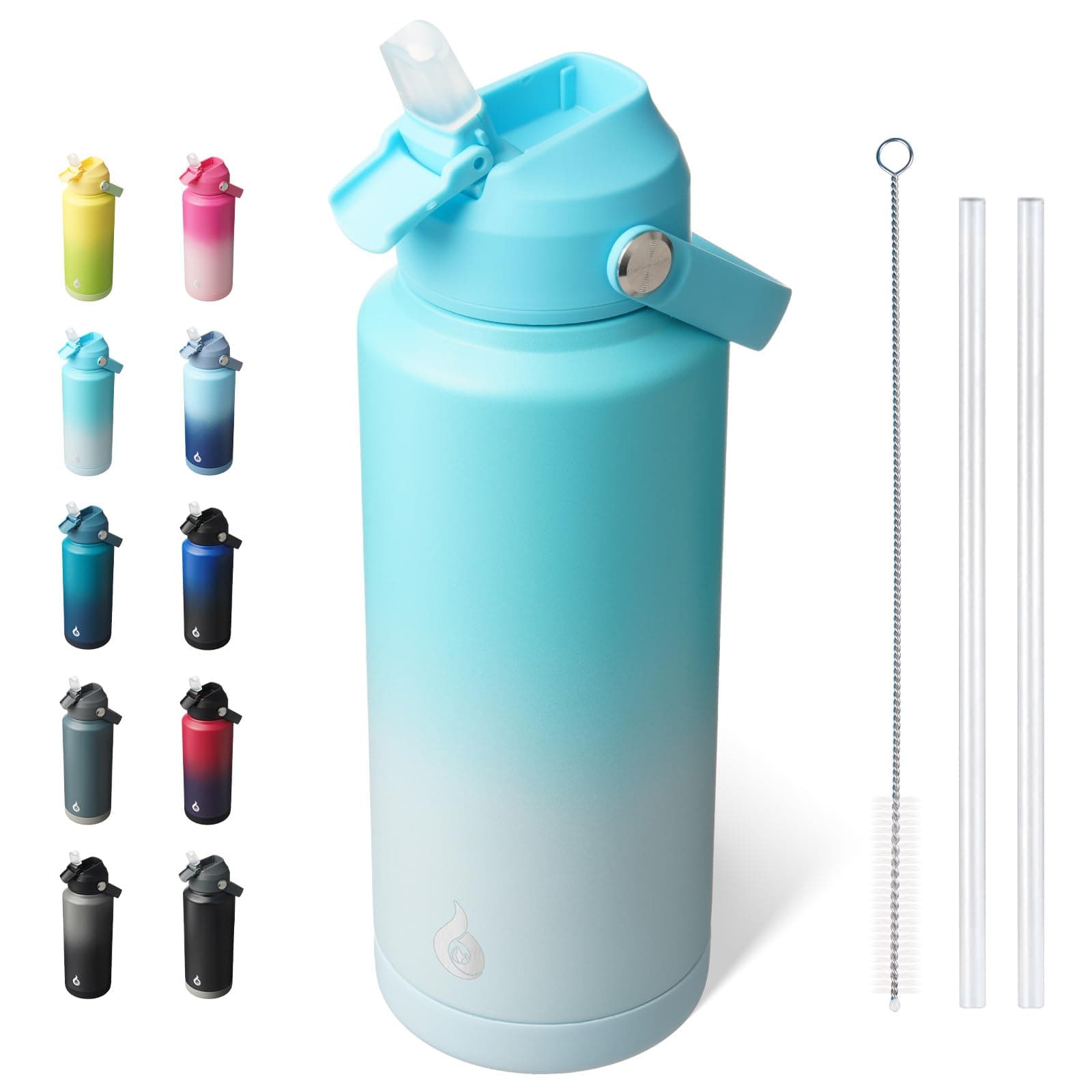 BJPKPK 32oz Insulated Water Bottle, Stainless Steel Bottle with Straw Lid